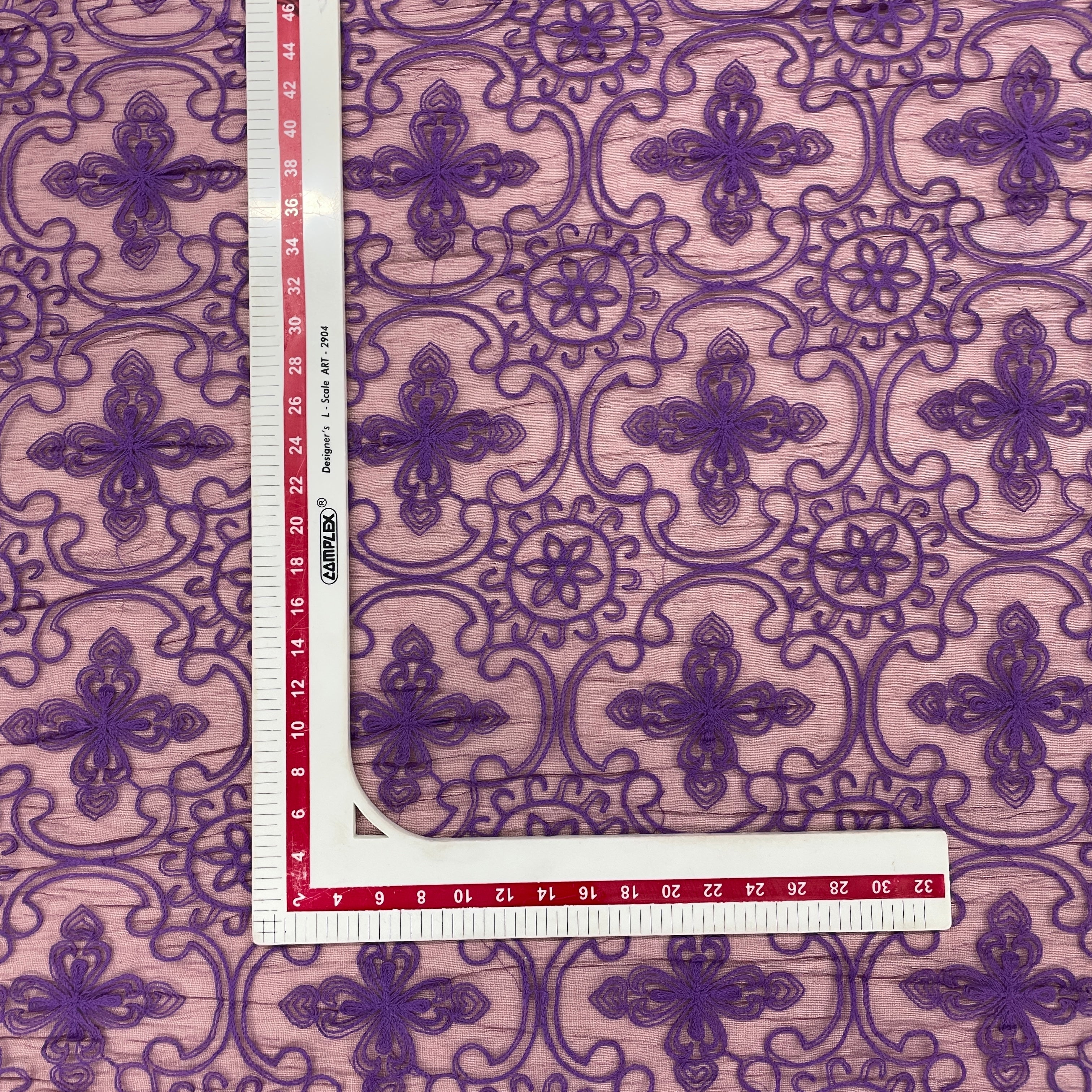 Amethyst Purple Floral Print Crochet Fabric - Image 3