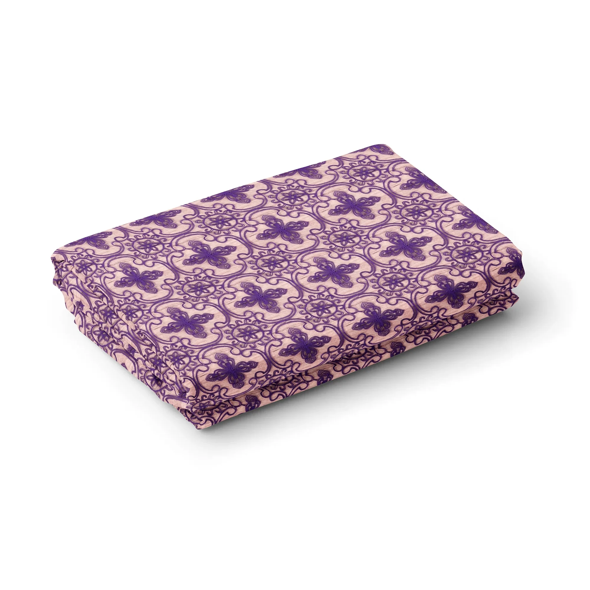 Amethyst Purple Floral Print Crochet Fabric - Image 7