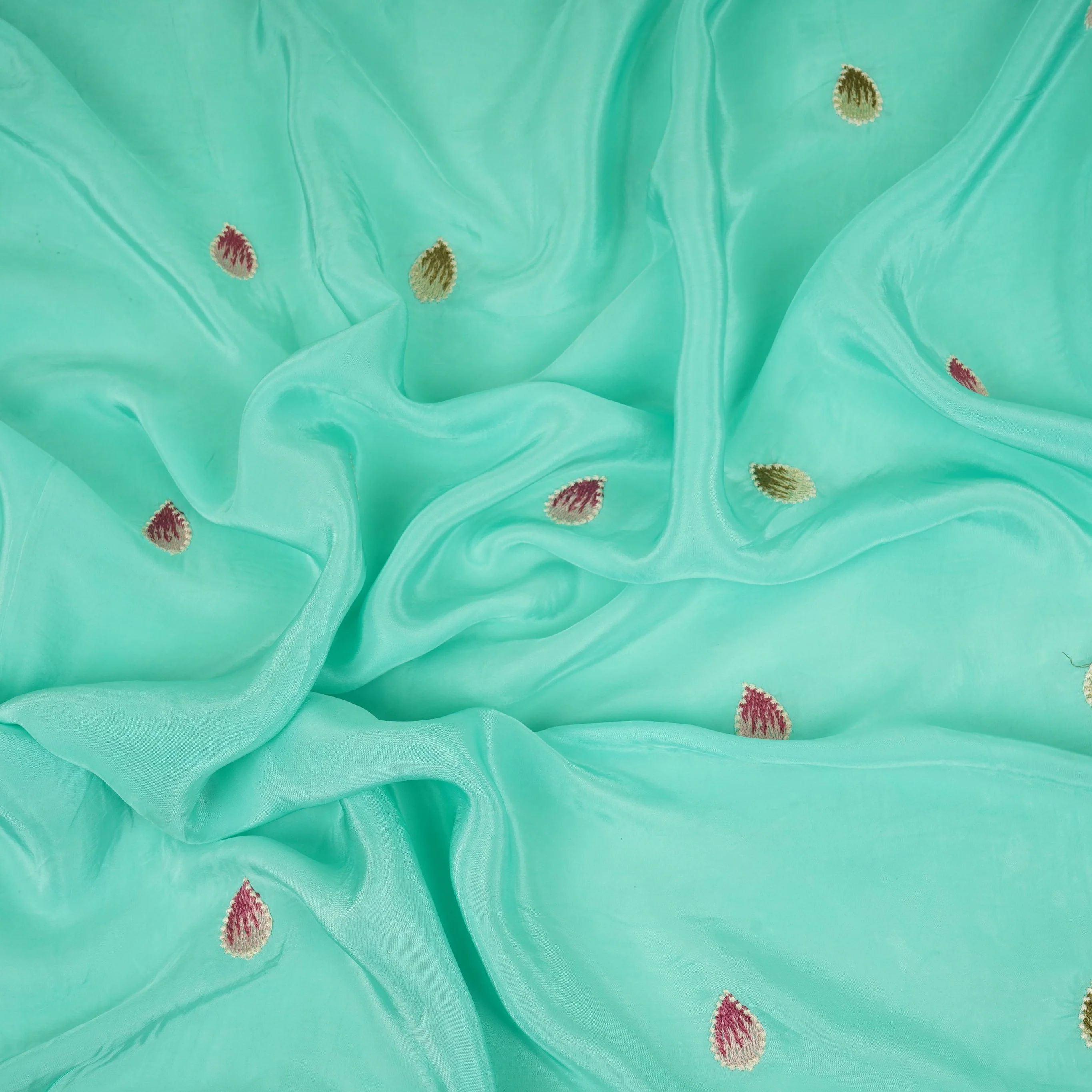 Aqua Blue Cutwork embroidery Crepe Fabric VFS-31652 - Image 3