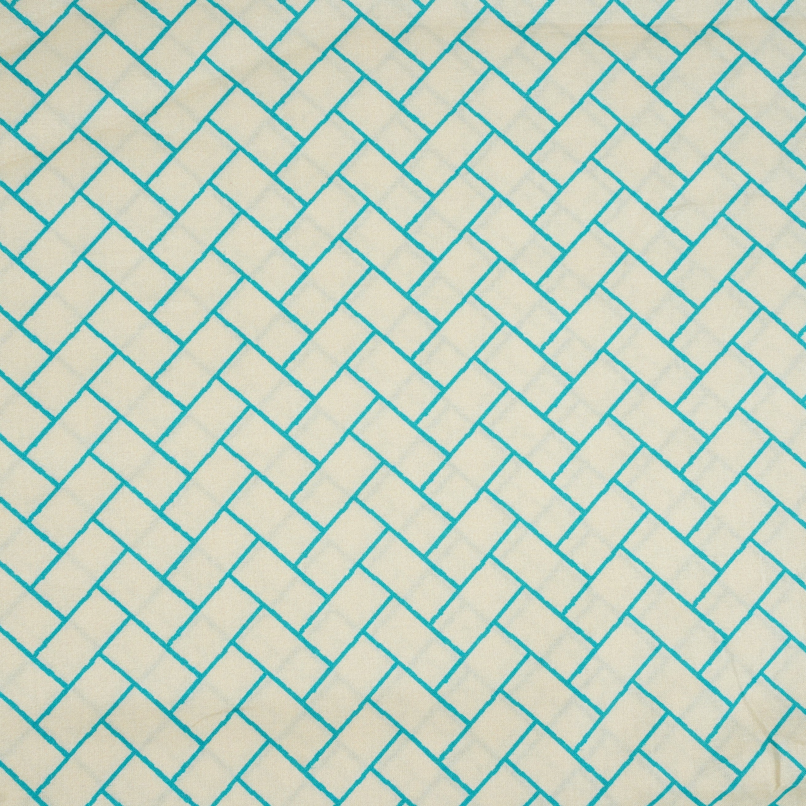 Aqua Blue Geomatrical Print Cotton Fabric MT-29478 - Image 2