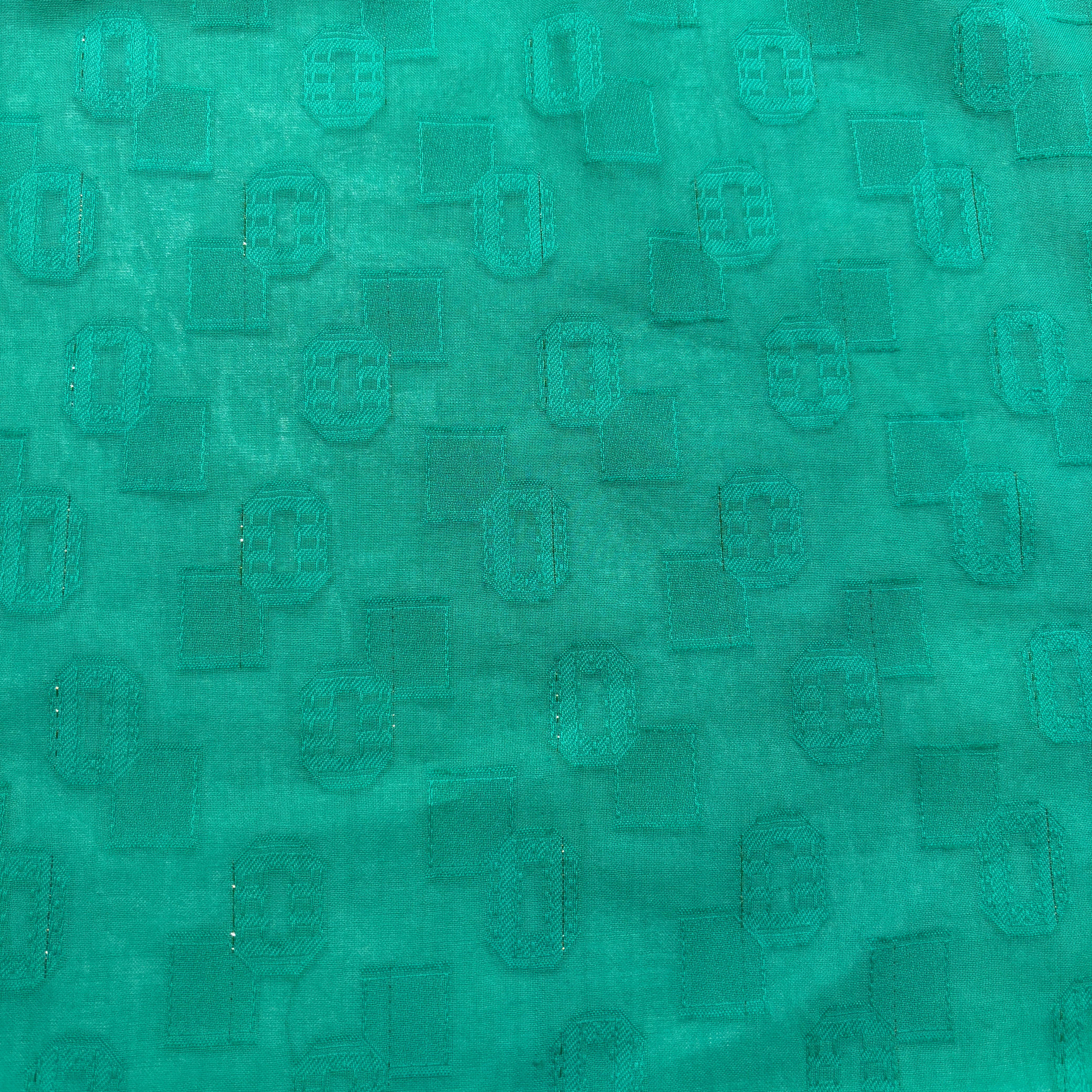 Aqua Blue Geometrical Cotton Dobby Fabric 1965 - Image 3