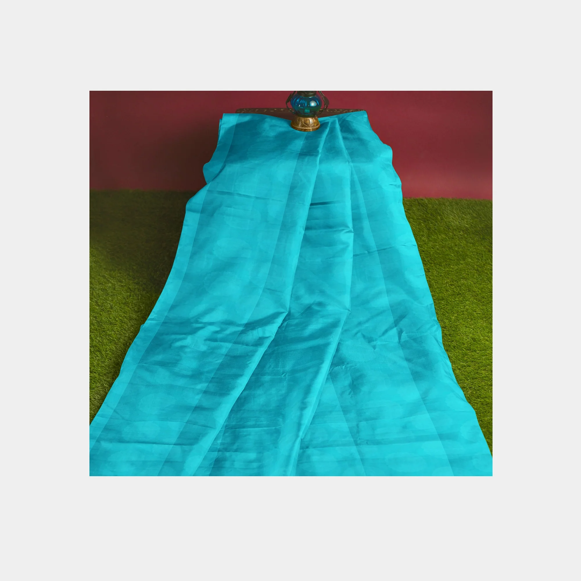 Aqua Blue Solid Jacquard Cotton Fabric, Plain Weave 48 Inches - Image 7