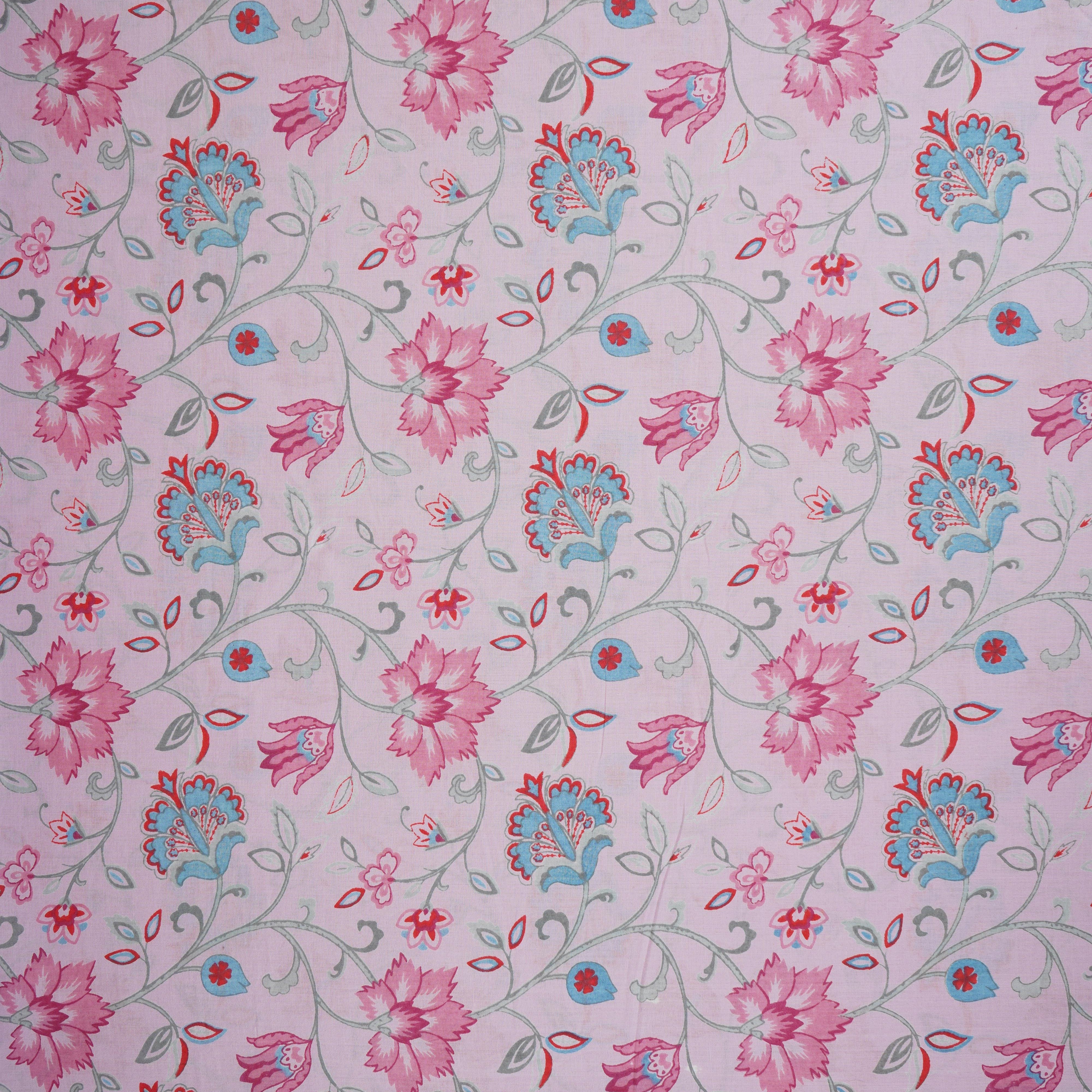Baby Pink Floral Print Cotton Fabric AFI-29534 - Image 2