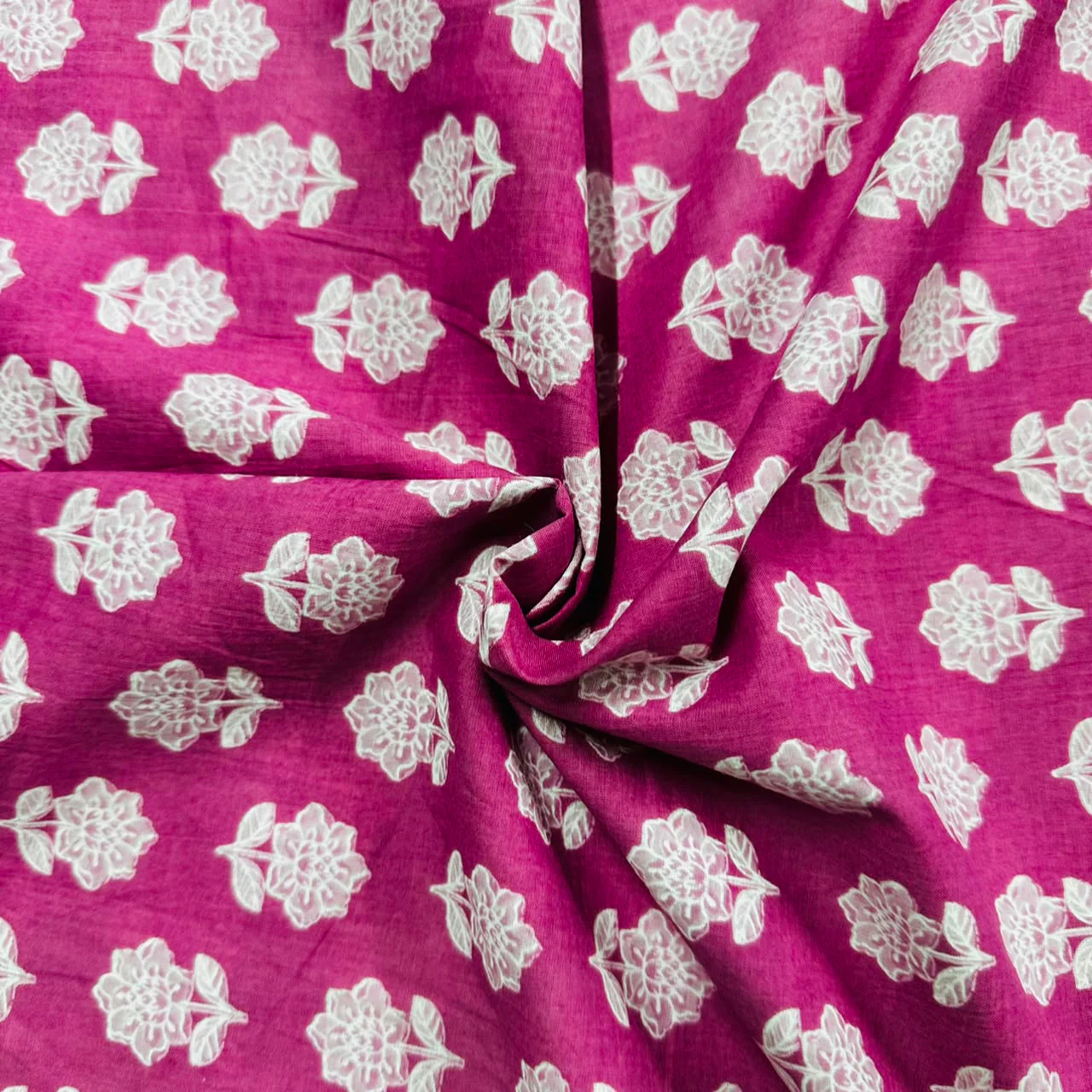 Baby Pink & white floral print Cotton Fabric AFI-29592