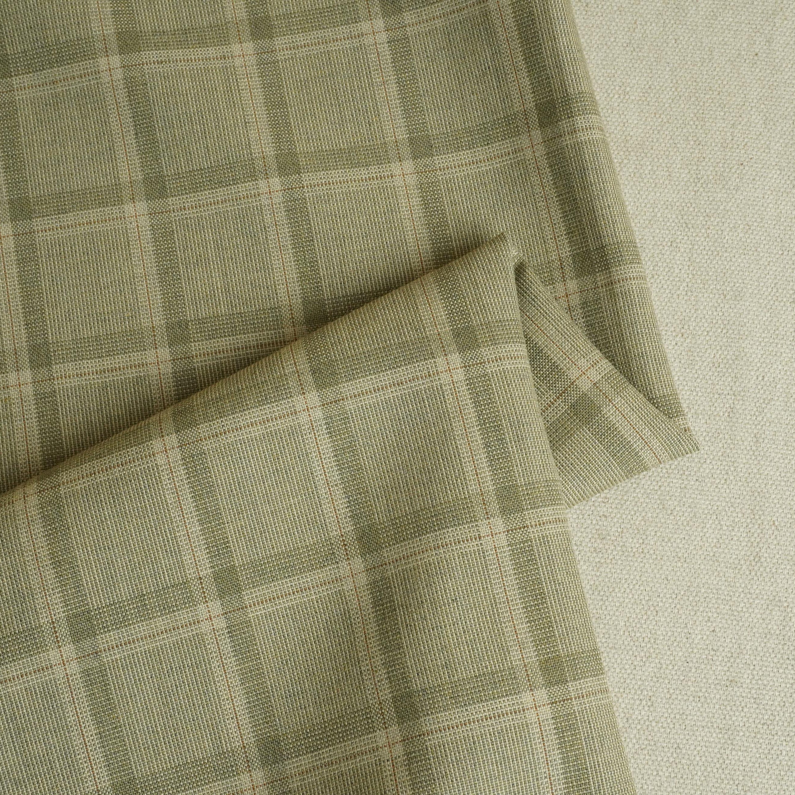 Beige Check Print Suiting Fabric MF-29414 - Image 3