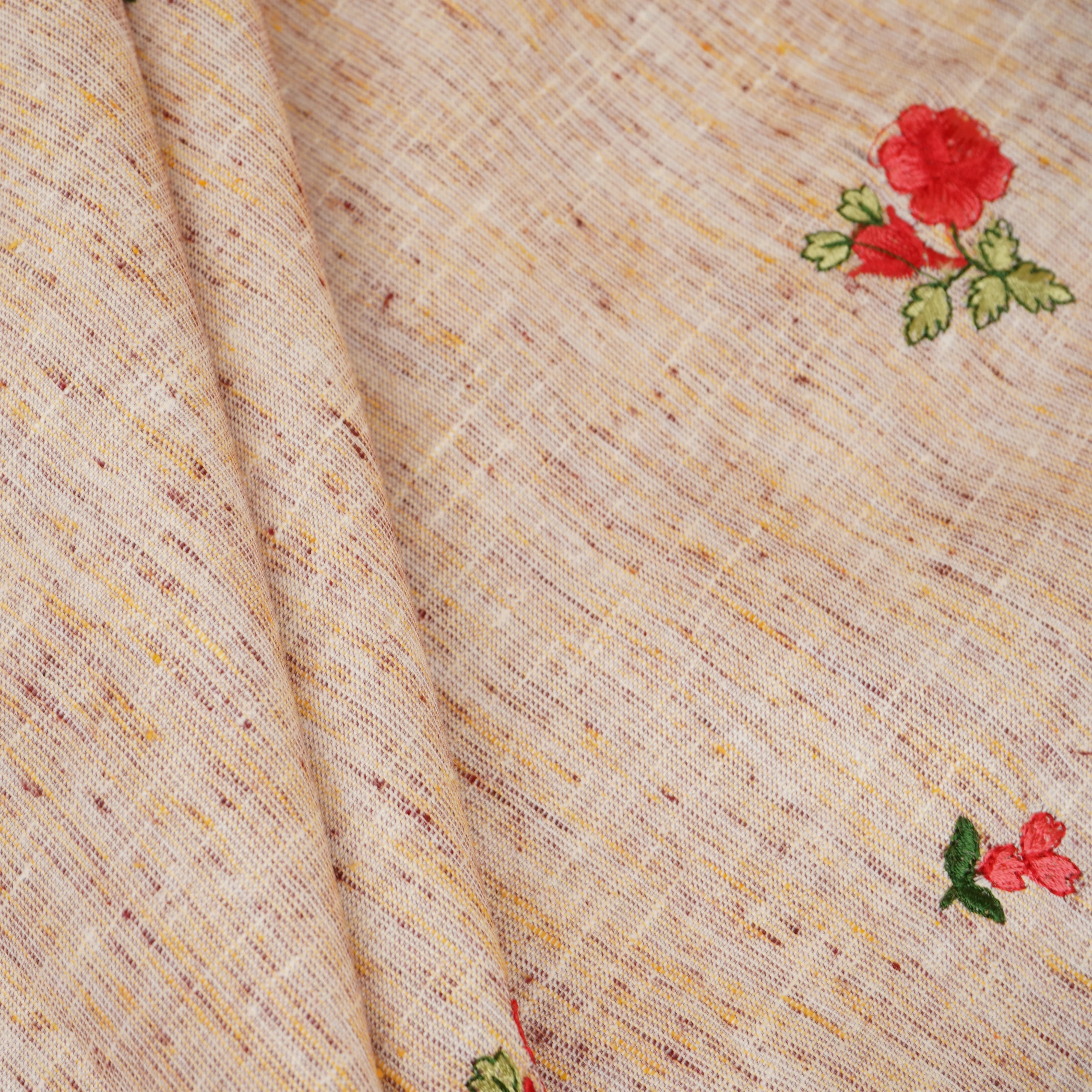 Beige Floral Embroidery South Cotton Fabric GTS-30271 - Image 4