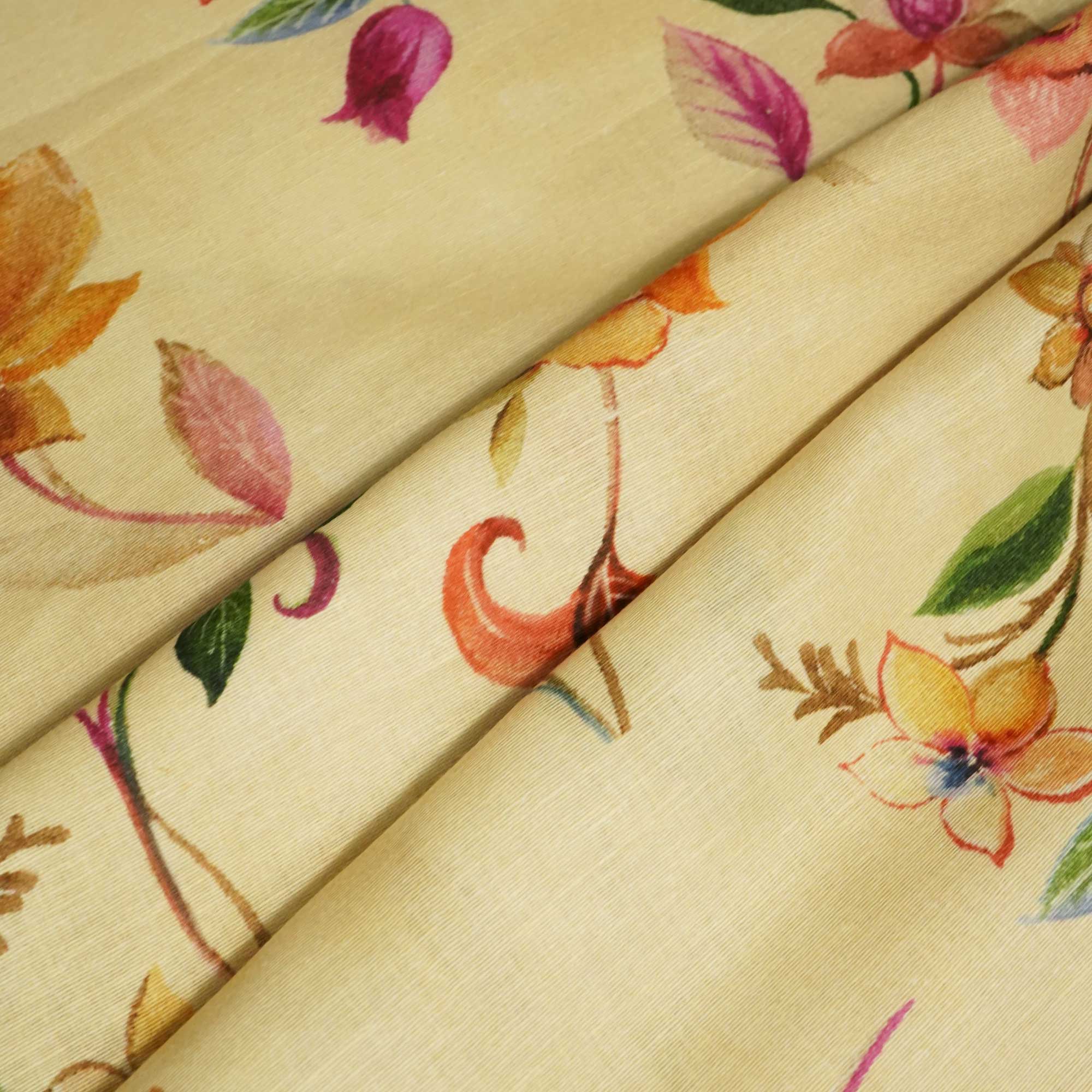 Beige Floral Print Linen Fabric RM-25363 - Image 3