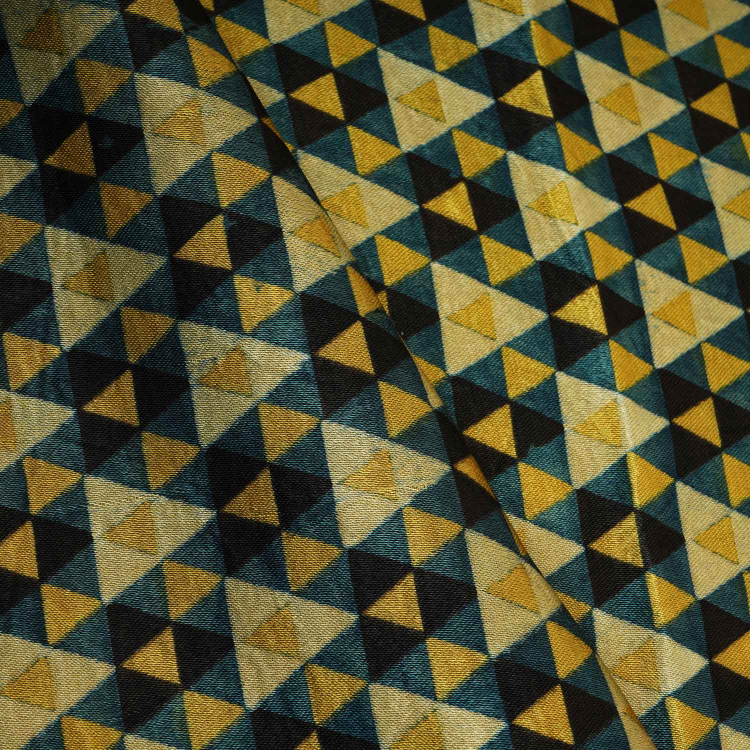 Beige Geometrical Print Mashru Silk Fabric EEG-28363 - Image 3