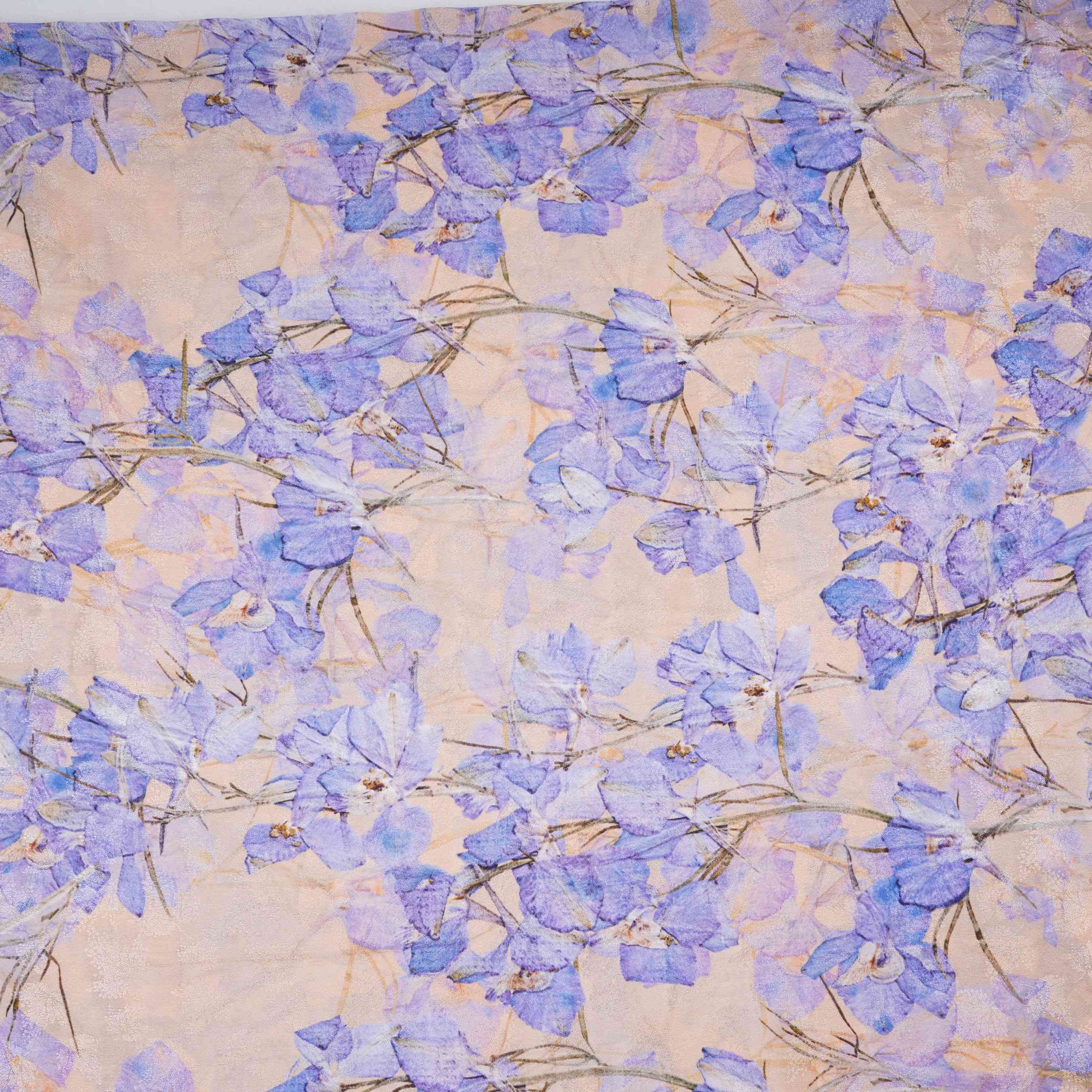 Beige Gold floral Jacquard print Pure Crepe Fabric MTF-31481 - Image 2