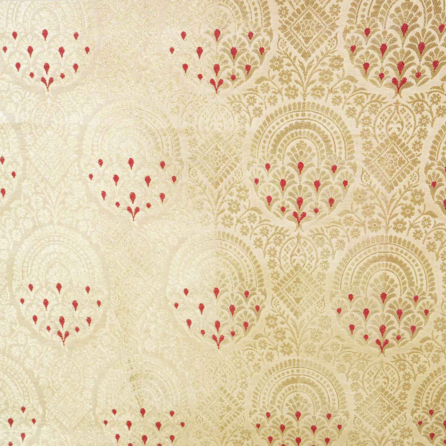 Beige Golden Jaal with Mina Buta Brocade Fabric KR-28060 - Image 4
