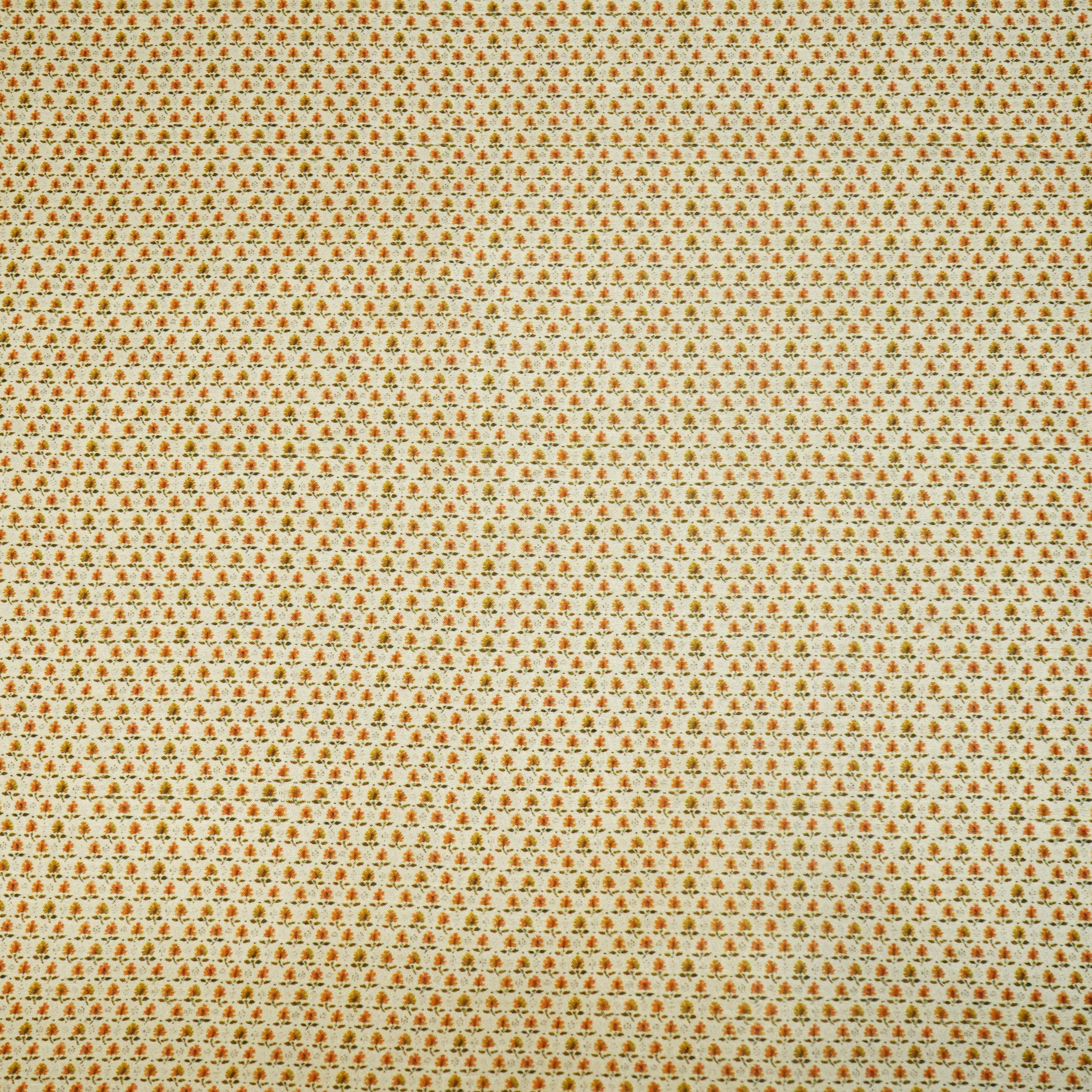 Beige N Yellow Floral Print Raw Silk Fabric-SNTF-26971 - Image 2