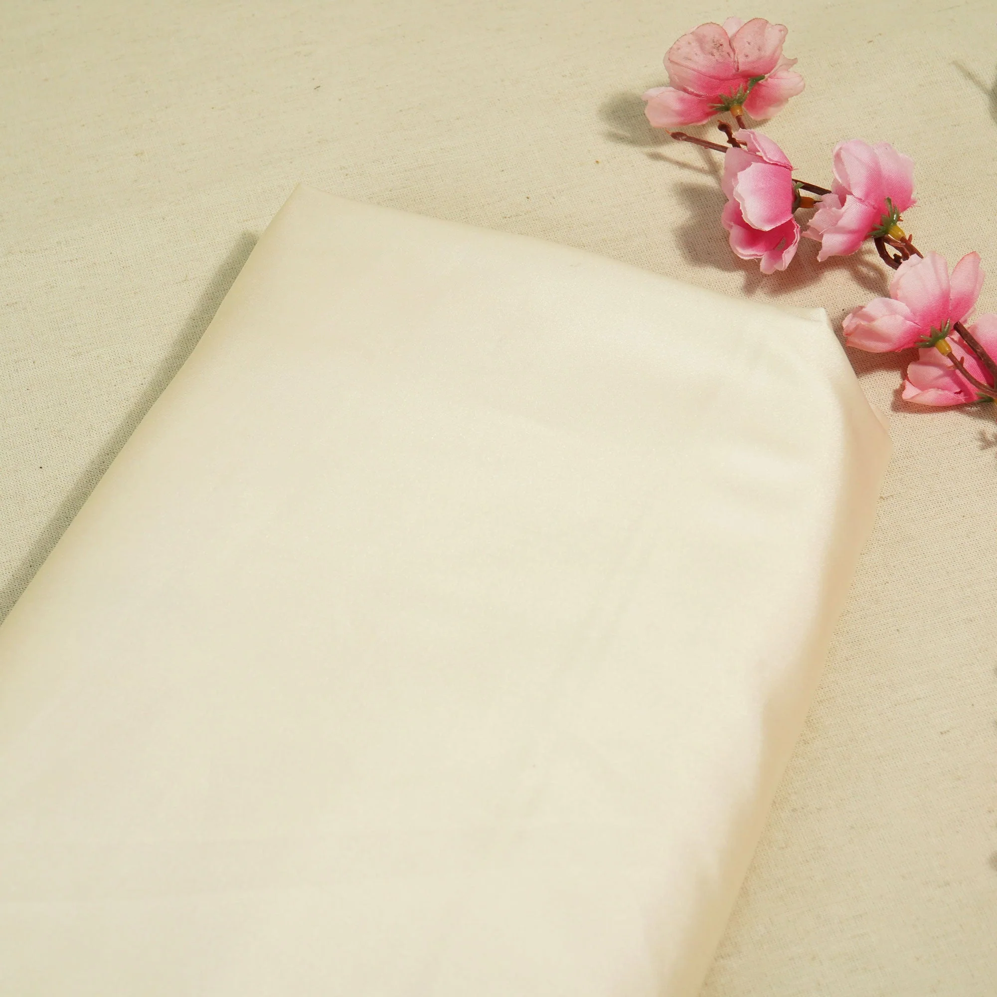 Beige Solid Victoria Satin Fabric OE-13902