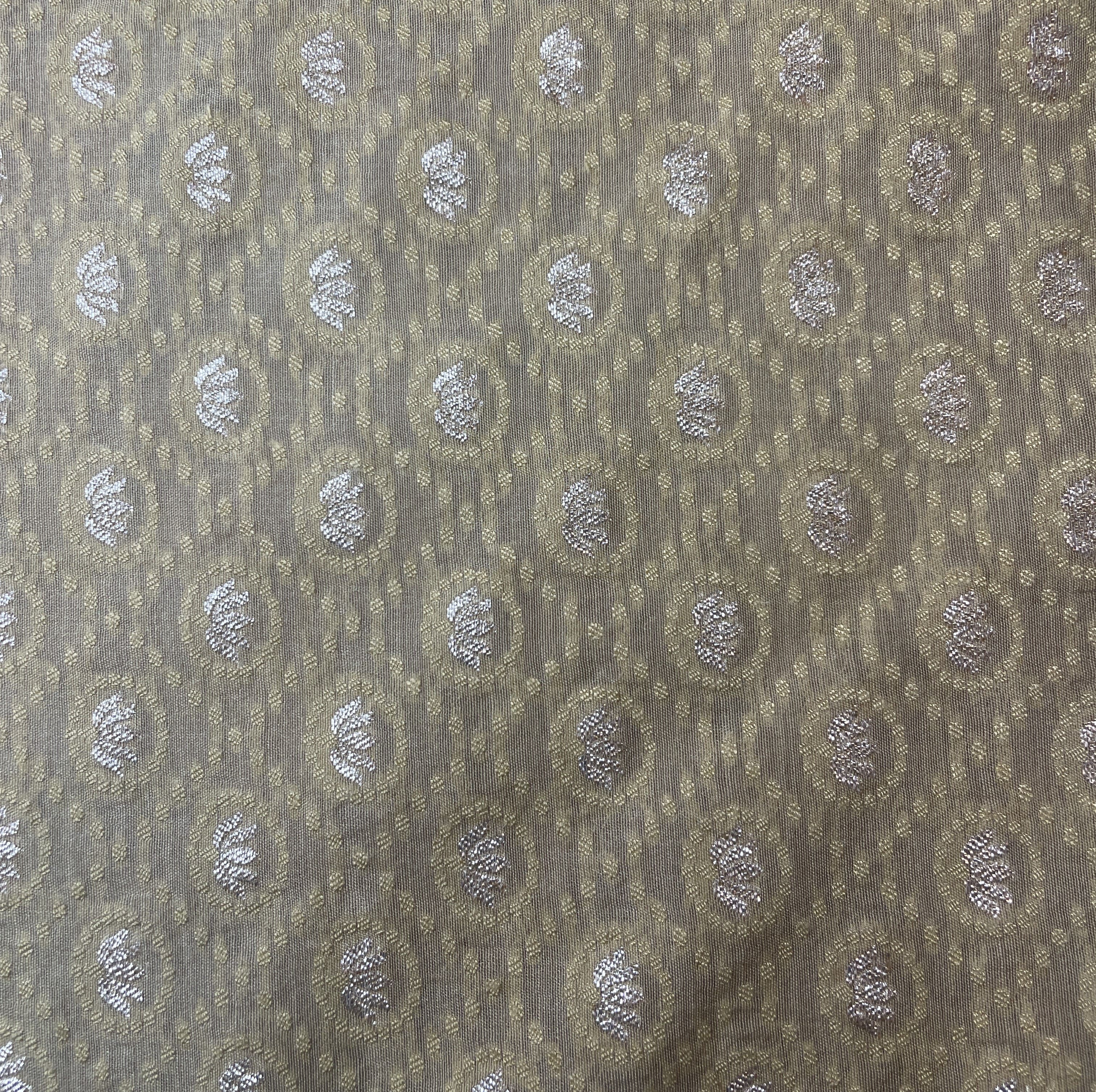 Beige Traditional Buti Dyeable Chanderi Fabric 18064 - Image 4