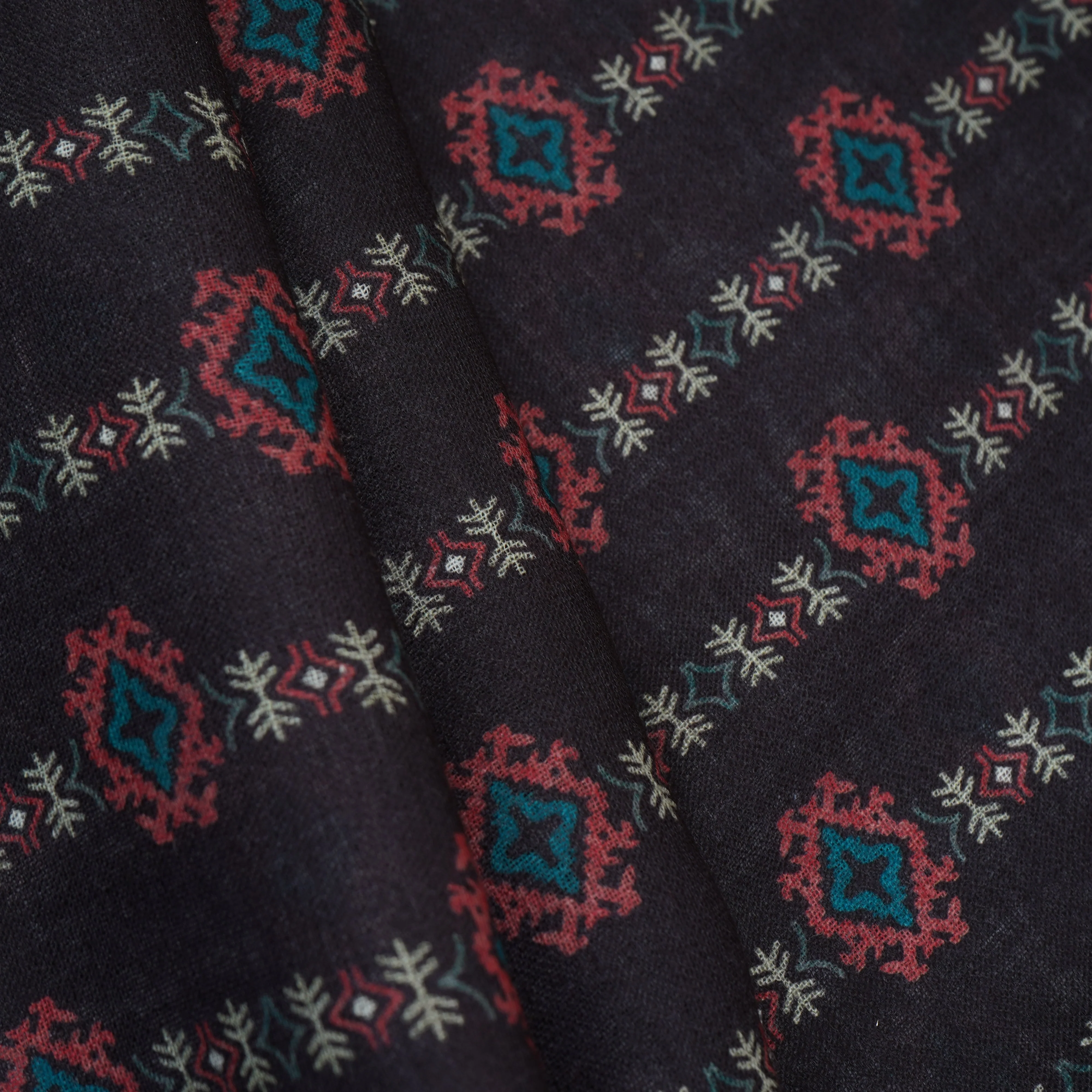 Black Abstract Print Cotton Linen Fabric GTS-30281 - Image 4