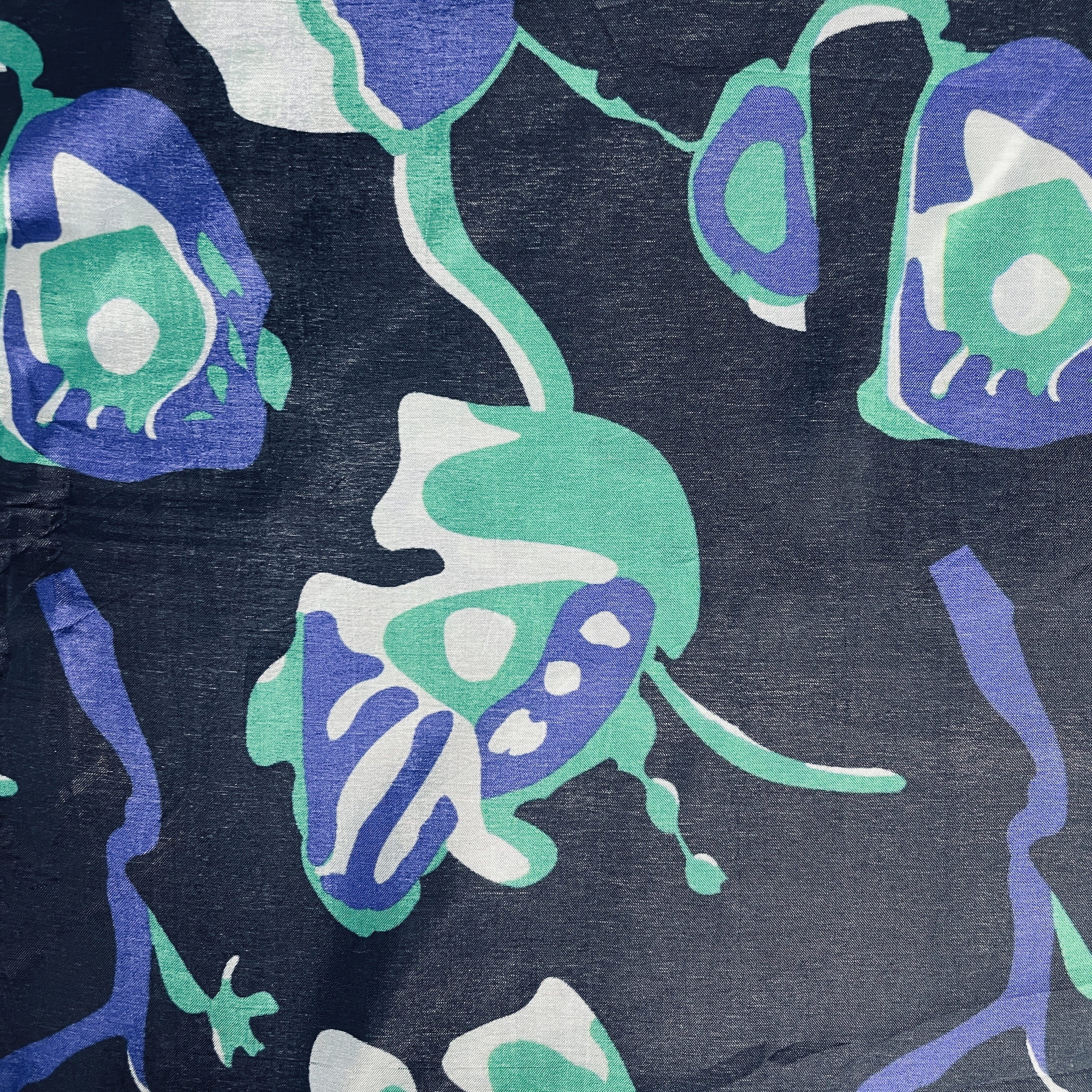 Black Abstract Print Upada Silk Fabric 19597 - Image 4