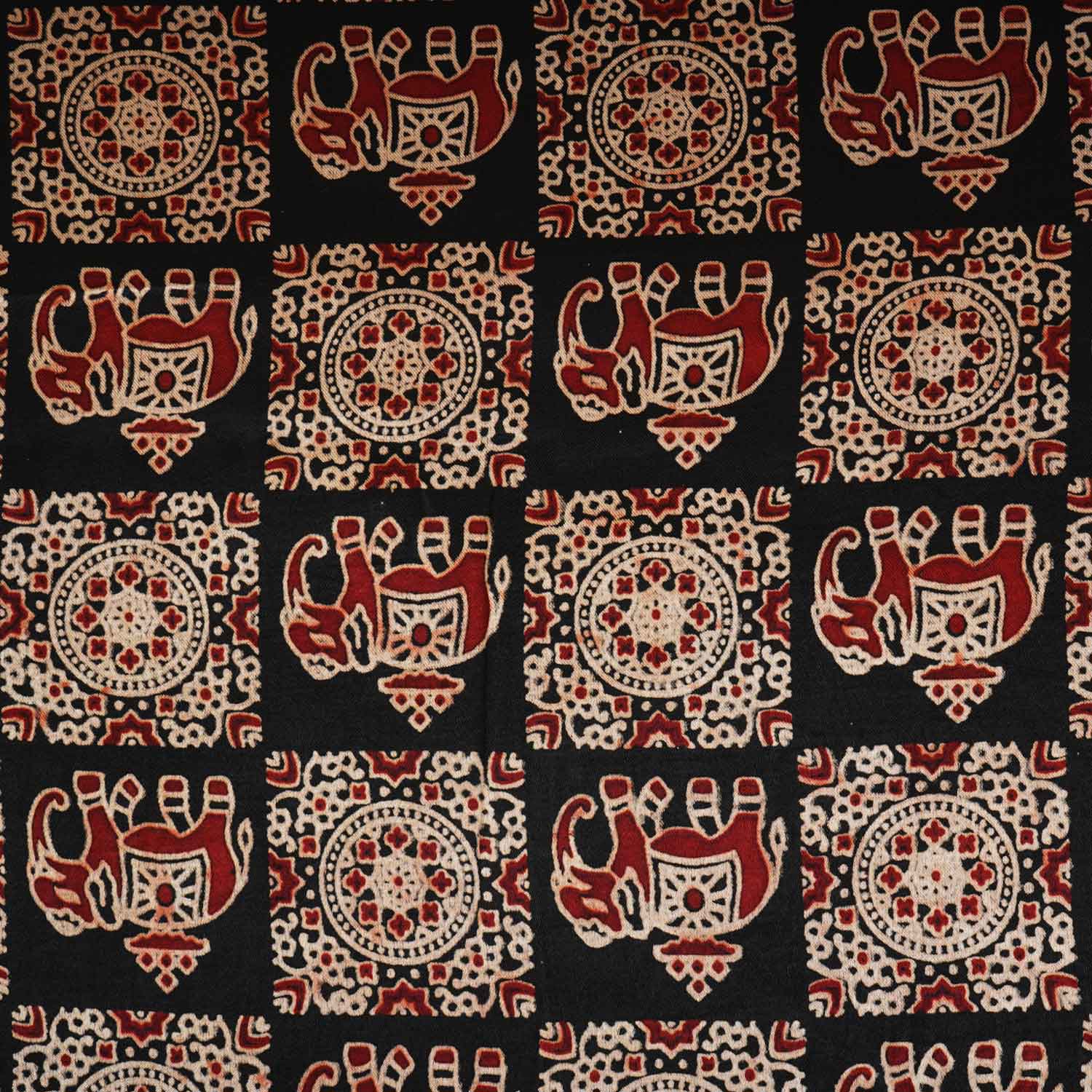 Black Ajrakh Print Mashru Silk Fabric EEG-28334 - Image 4