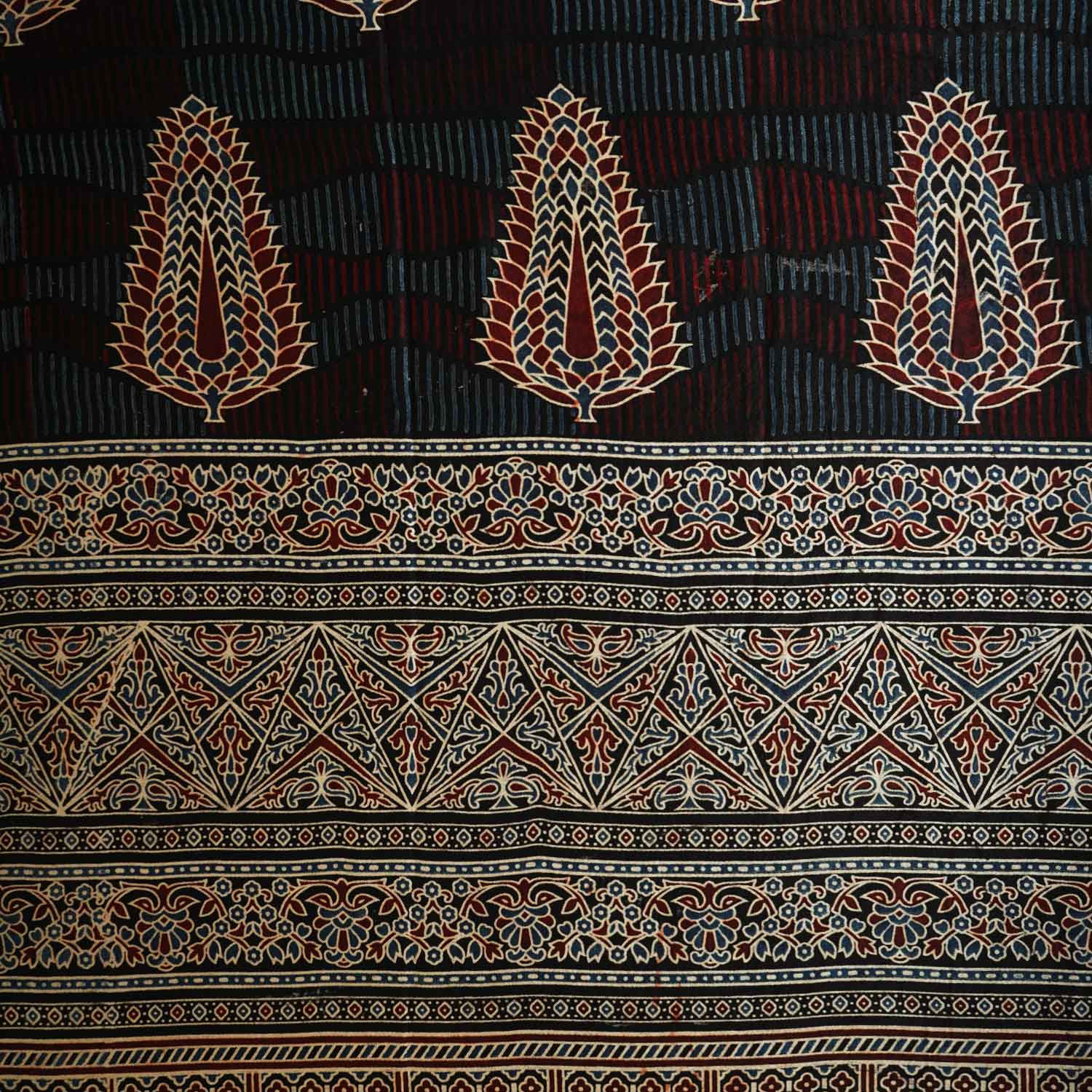 Black Ajrakh Print Mashru Silk Fabric EEG-28360 - Image 4
