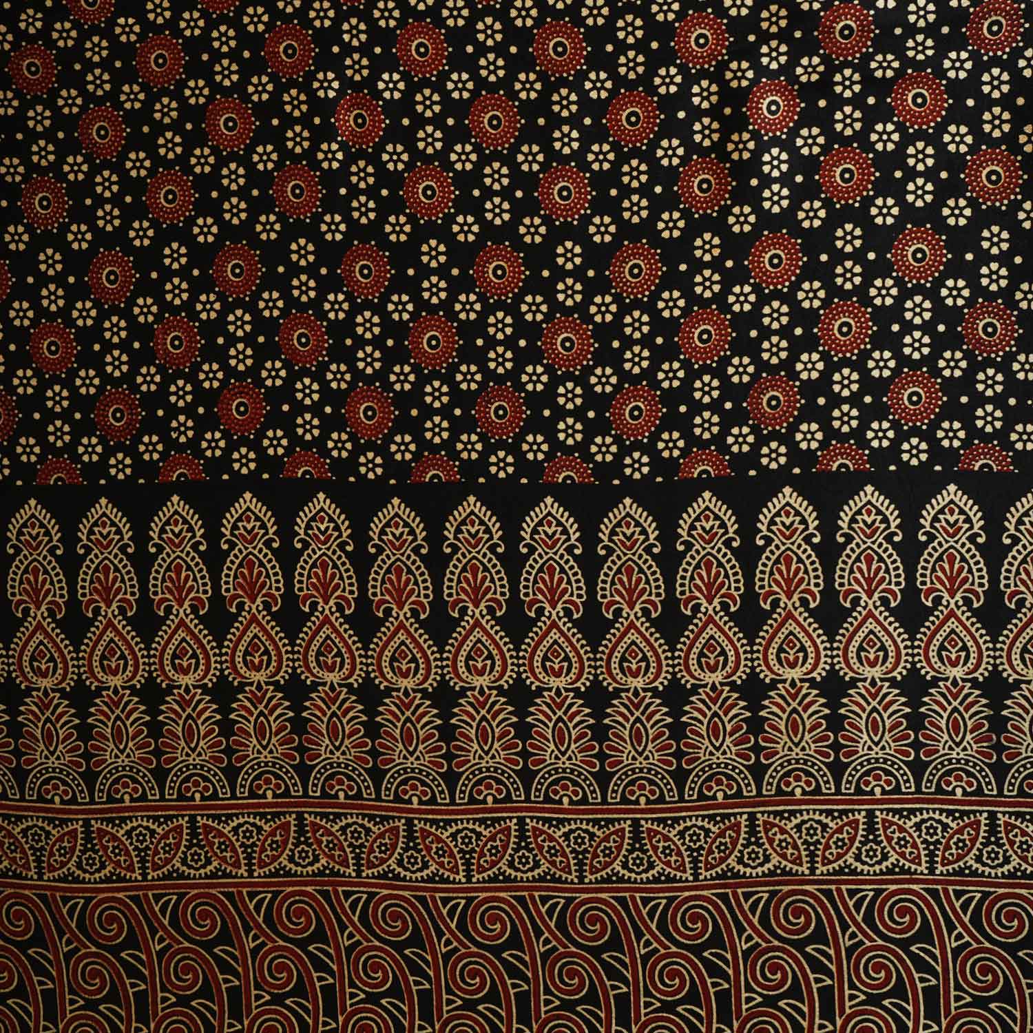 Black Ajrakh Print Mashru Silk Fabric EEG-28394 - Image 4