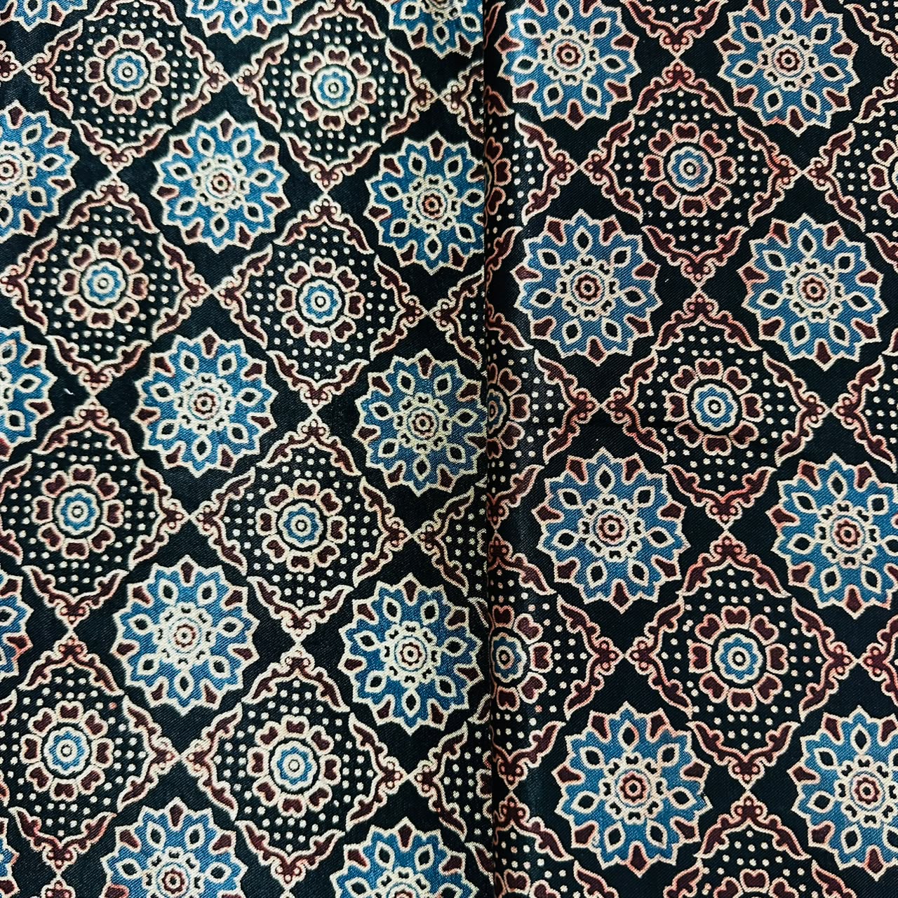 Black Ajrakh Print Mashru Silk Fabric EEG-28399 - Image 2