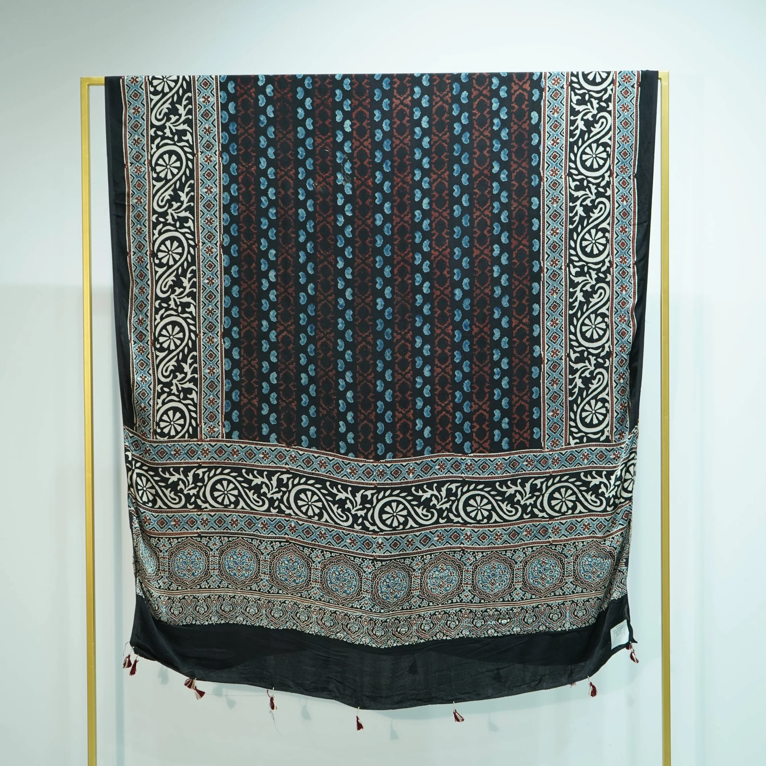 Black Ajrakh print Modal Silk Kaftan EEG-31605 - Image 3