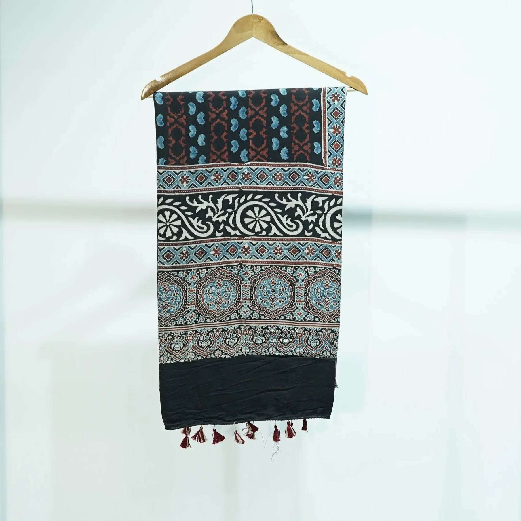 Black Ajrakh print Modal Silk Kaftan EEG-31605 - Image 4