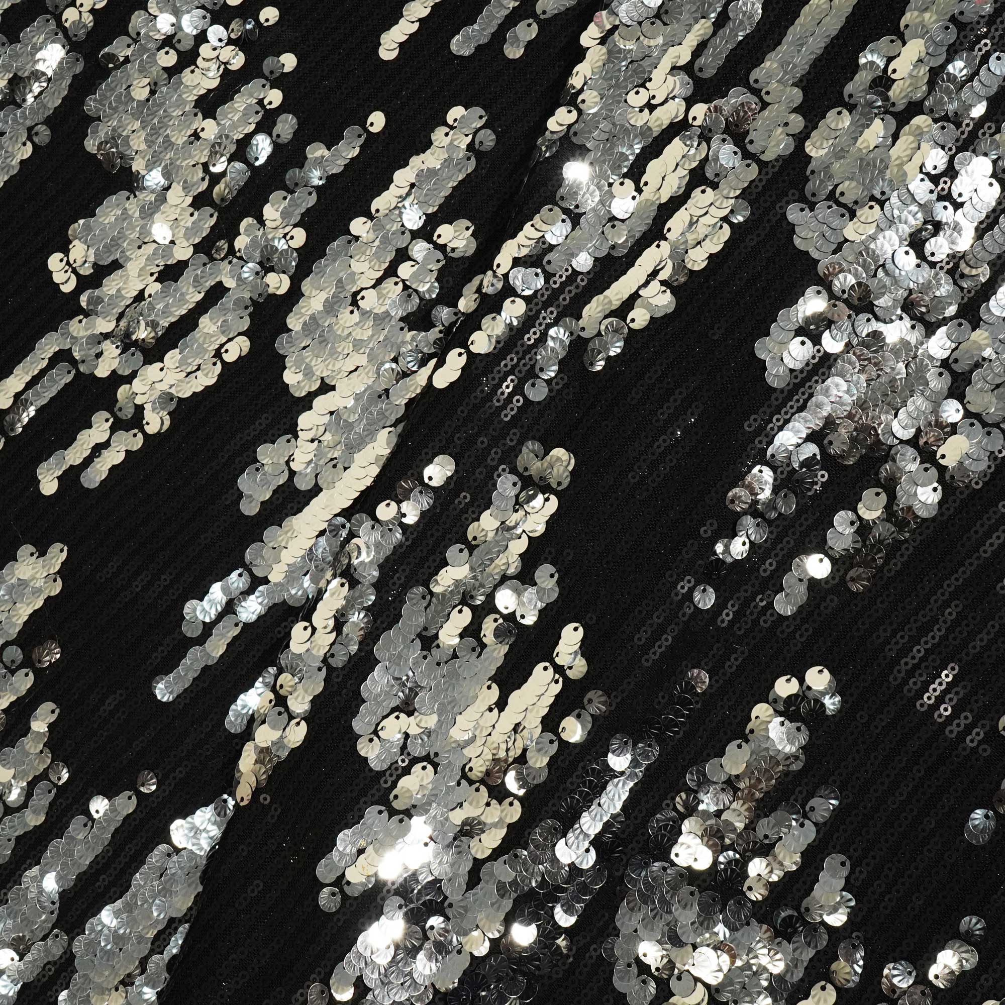 Black & Silver Imported Sequence Embroidery Net AAF-9012 - Image 3
