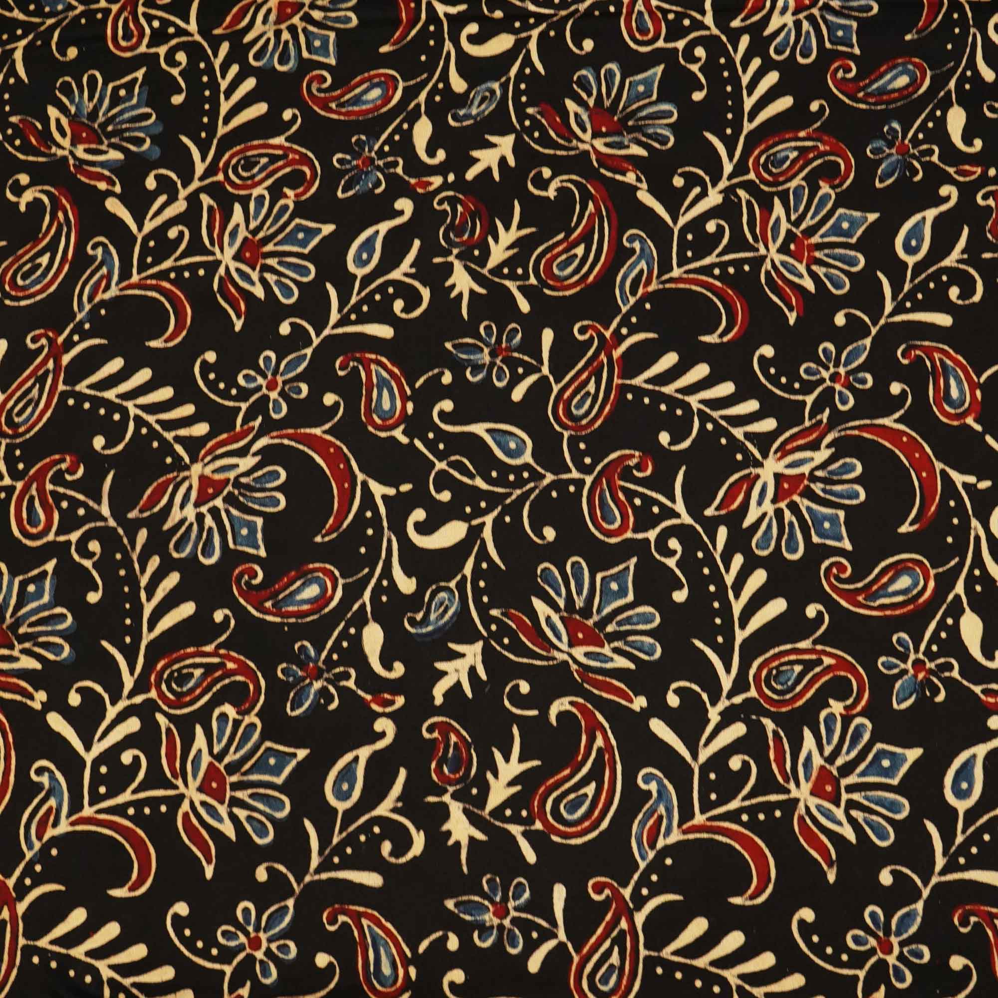 Black Floral Ajrakh Modal Satin Modal Ajrakh IA-26884 - Image 4
