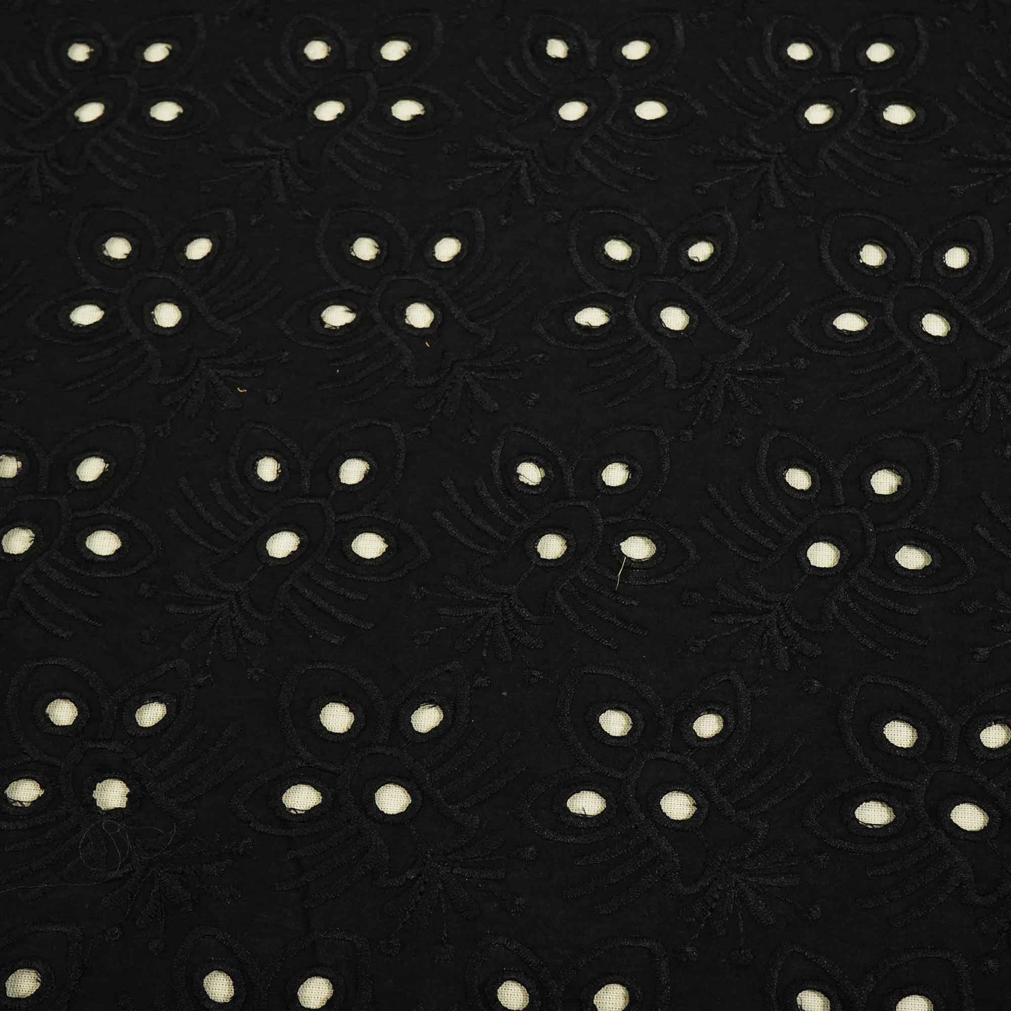Black Floral Embroidery Cotton Schiffli PGF-16675 - Image 4
