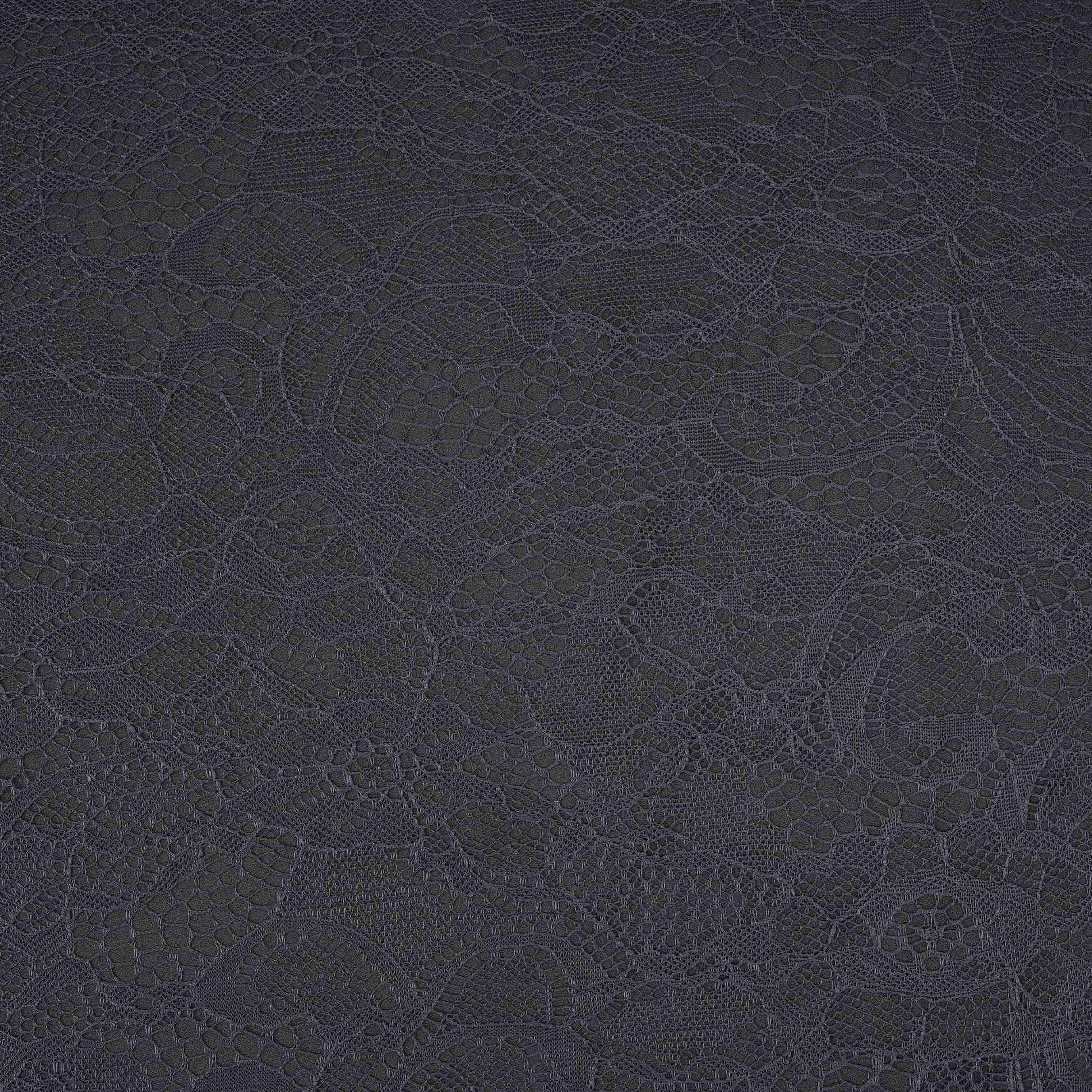 Black Floral Embroidery Lace Fabric LI-32187 - Image 2
