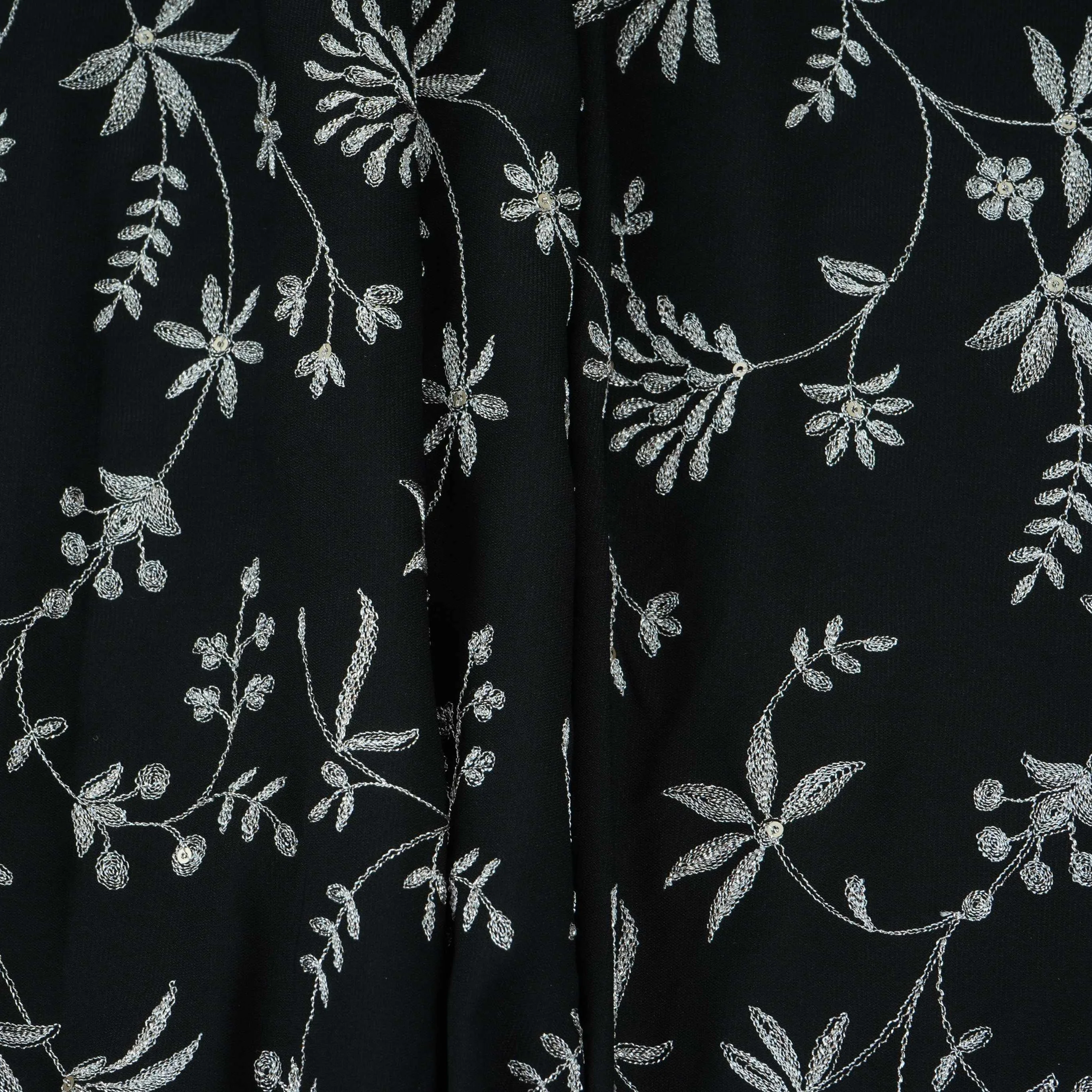 Black Floral Jaal Embroidery Georgette Fabric DR-32396 - Image 5