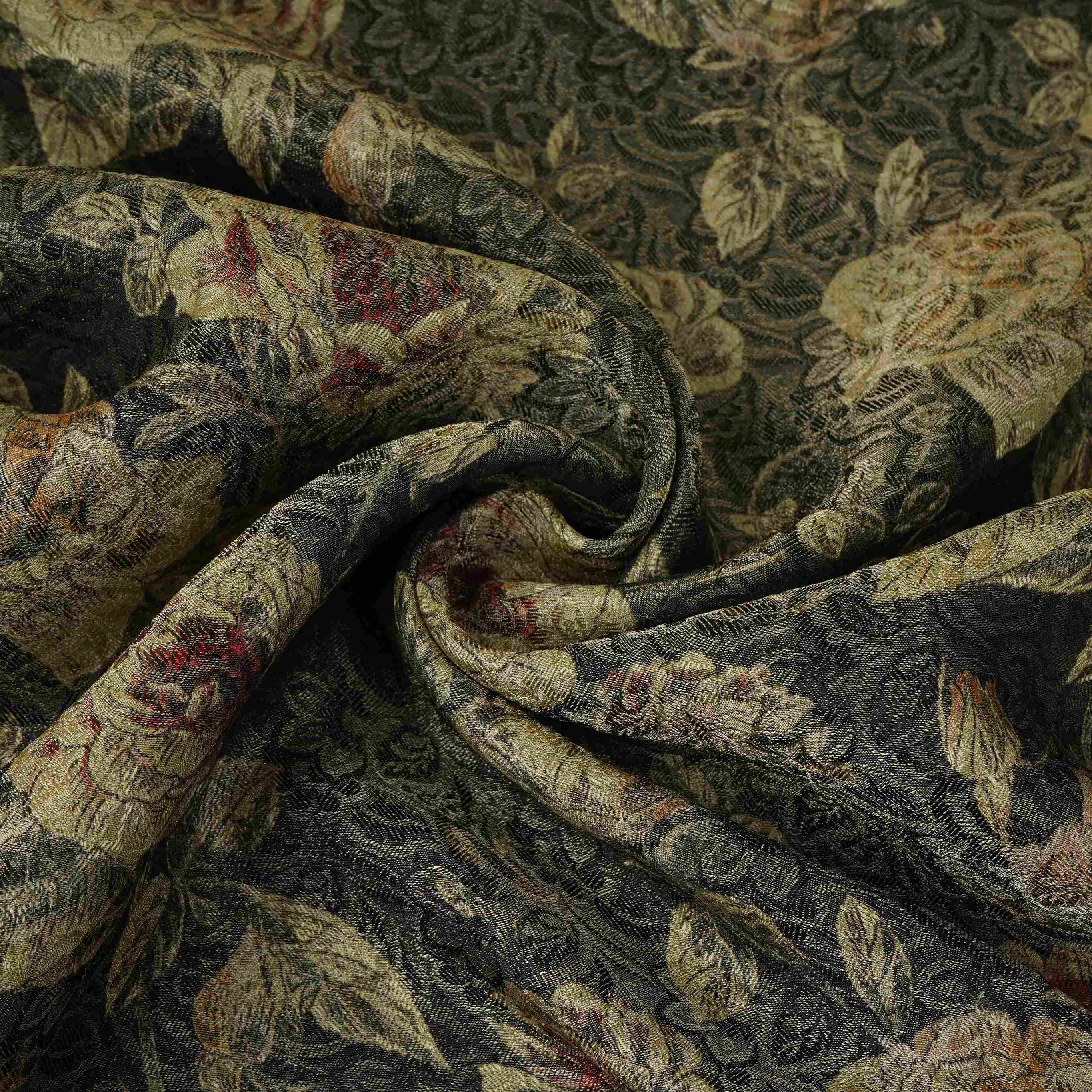 Black floral Jacquard Tissue Fabric MTF-31795 - Image 3