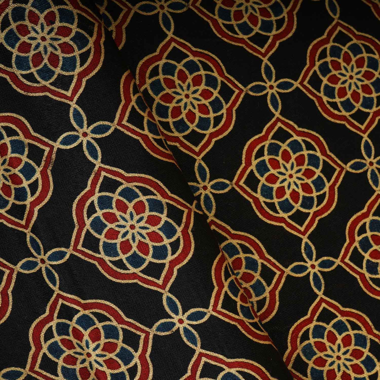 Black Floral Print Mashru Silk Fabric EEG-28312 - Image 3