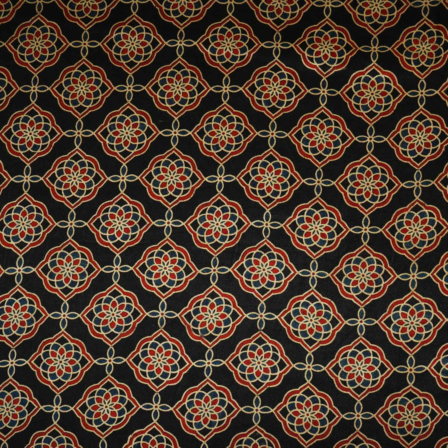 Black Floral Print Mashru Silk Fabric EEG-28312 - Image 4