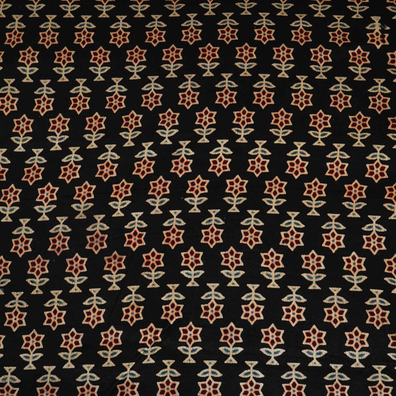 Black Floral Print Mashru Silk Fabric EEG-28376 - Image 4