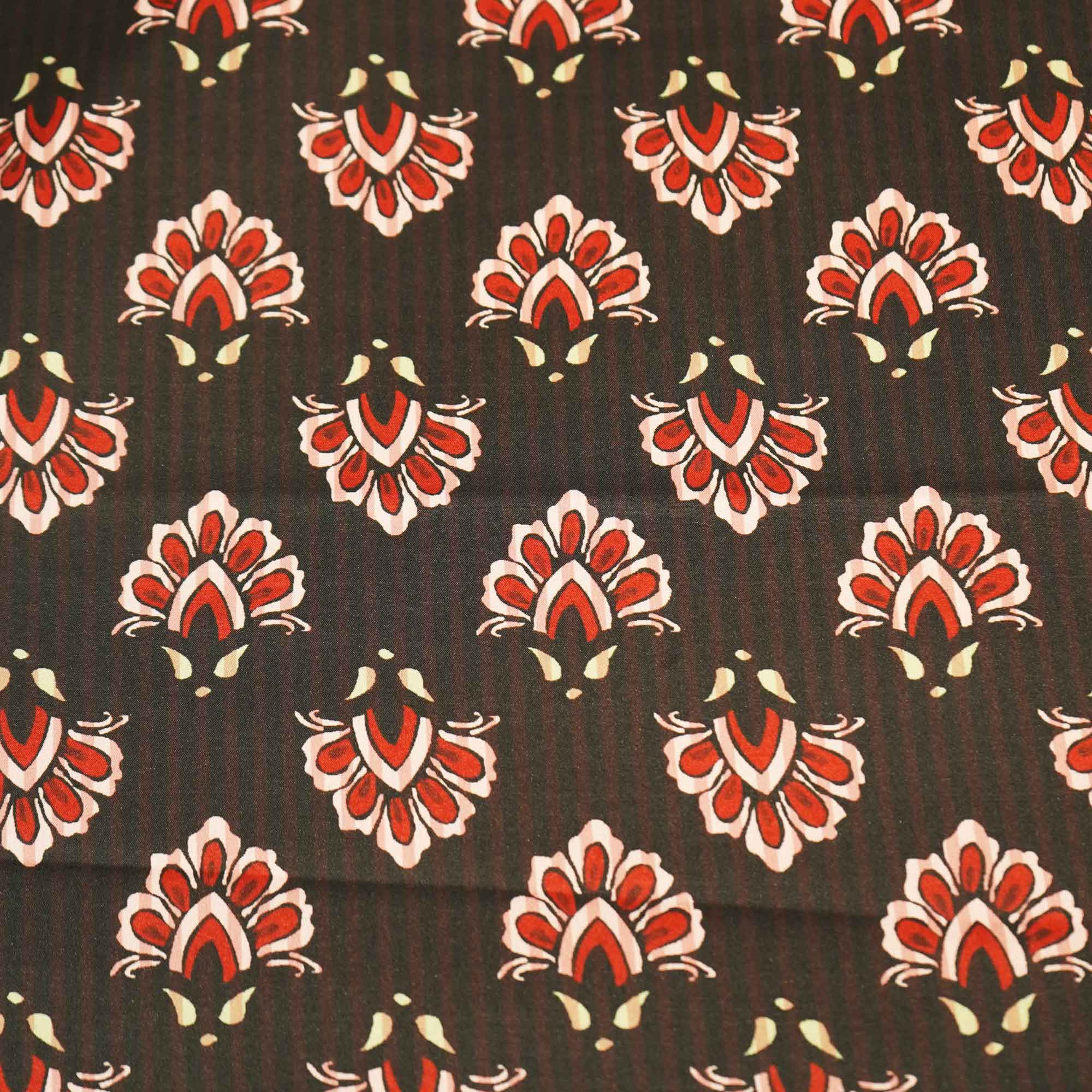 Black Floral Print Modal Satin Fabric MTF-26497 - Image 4