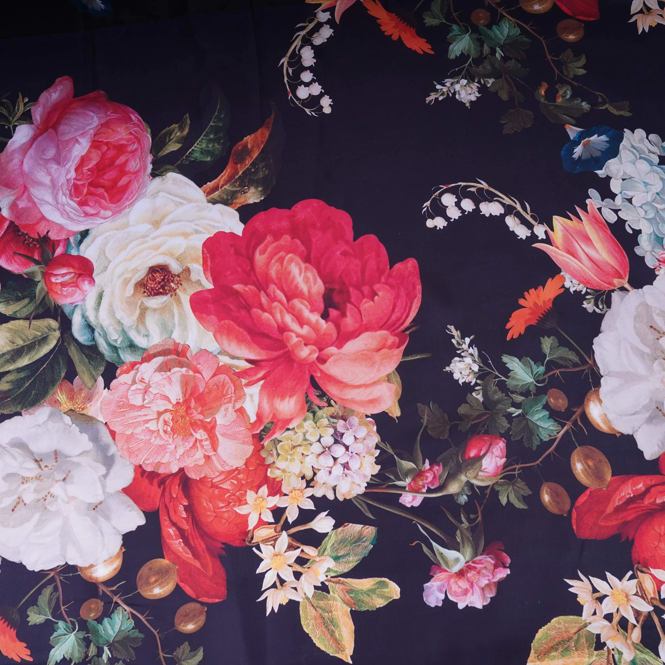 Black floral print Modal Silk Fabric MTFG-31078 - Image 2