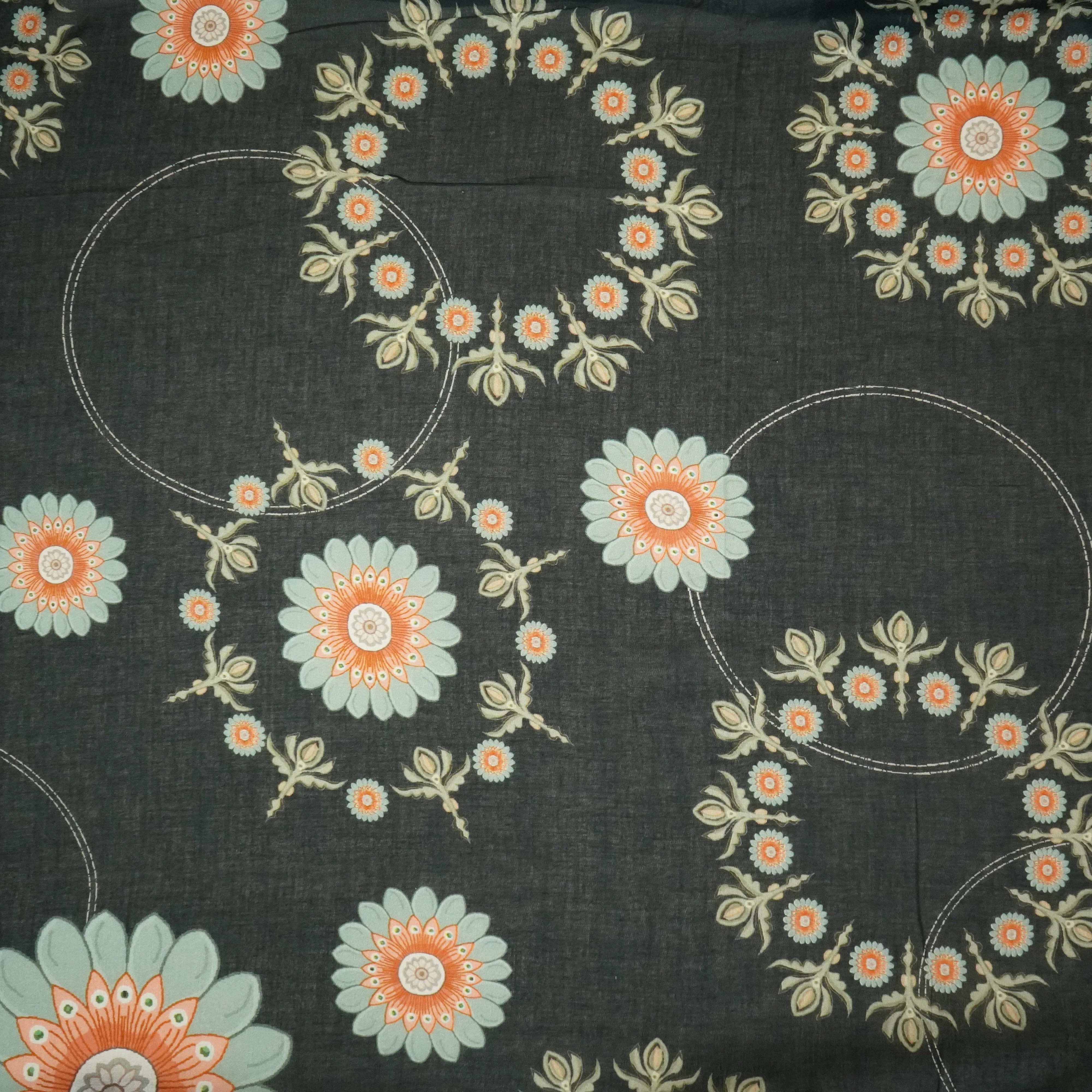 Black & Grey Floral Print Mulmul Print 22610 - Image 2