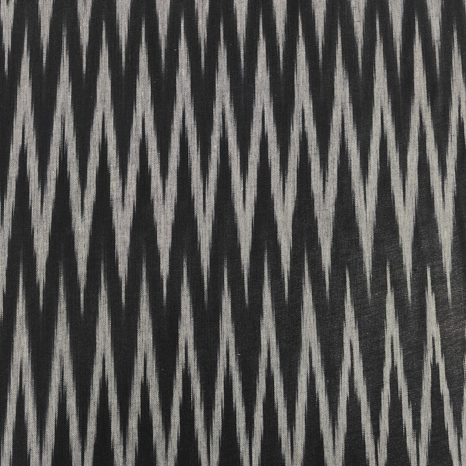 Black Grey Ikkat Print Cotton Fabric - Image 3
