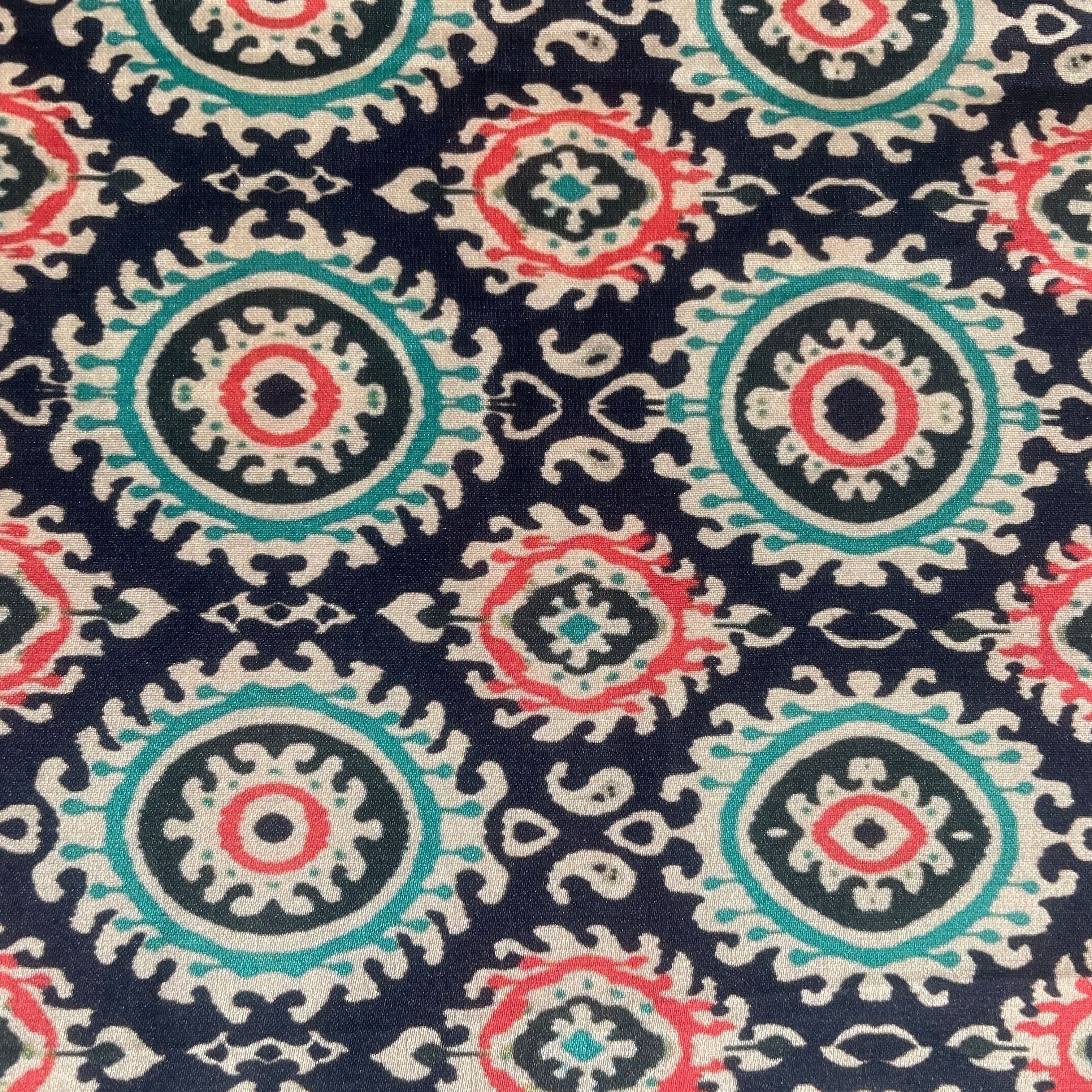 Black Handblock Print Modal Satin - Image 2