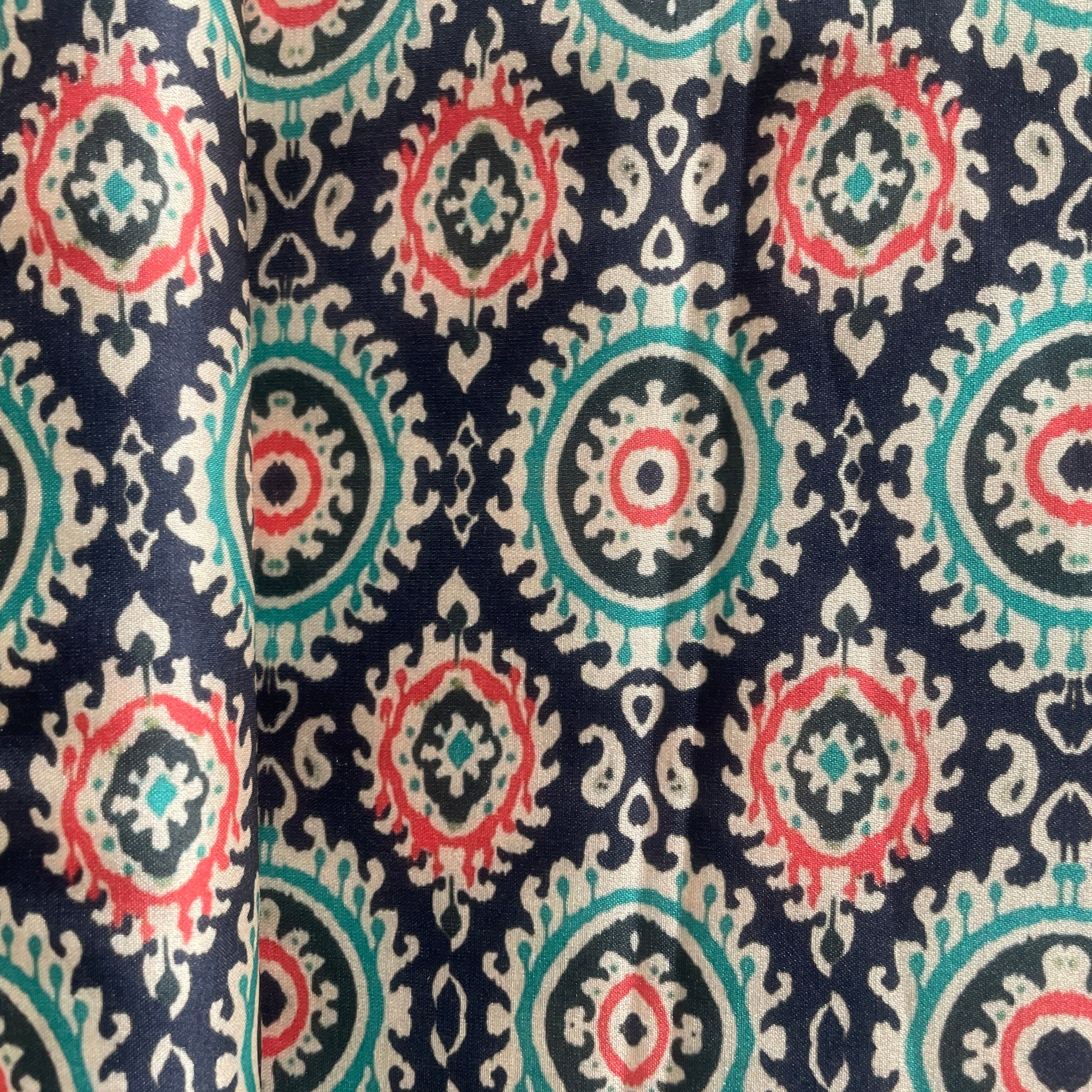 Black Handblock Print Modal Satin - Image 3