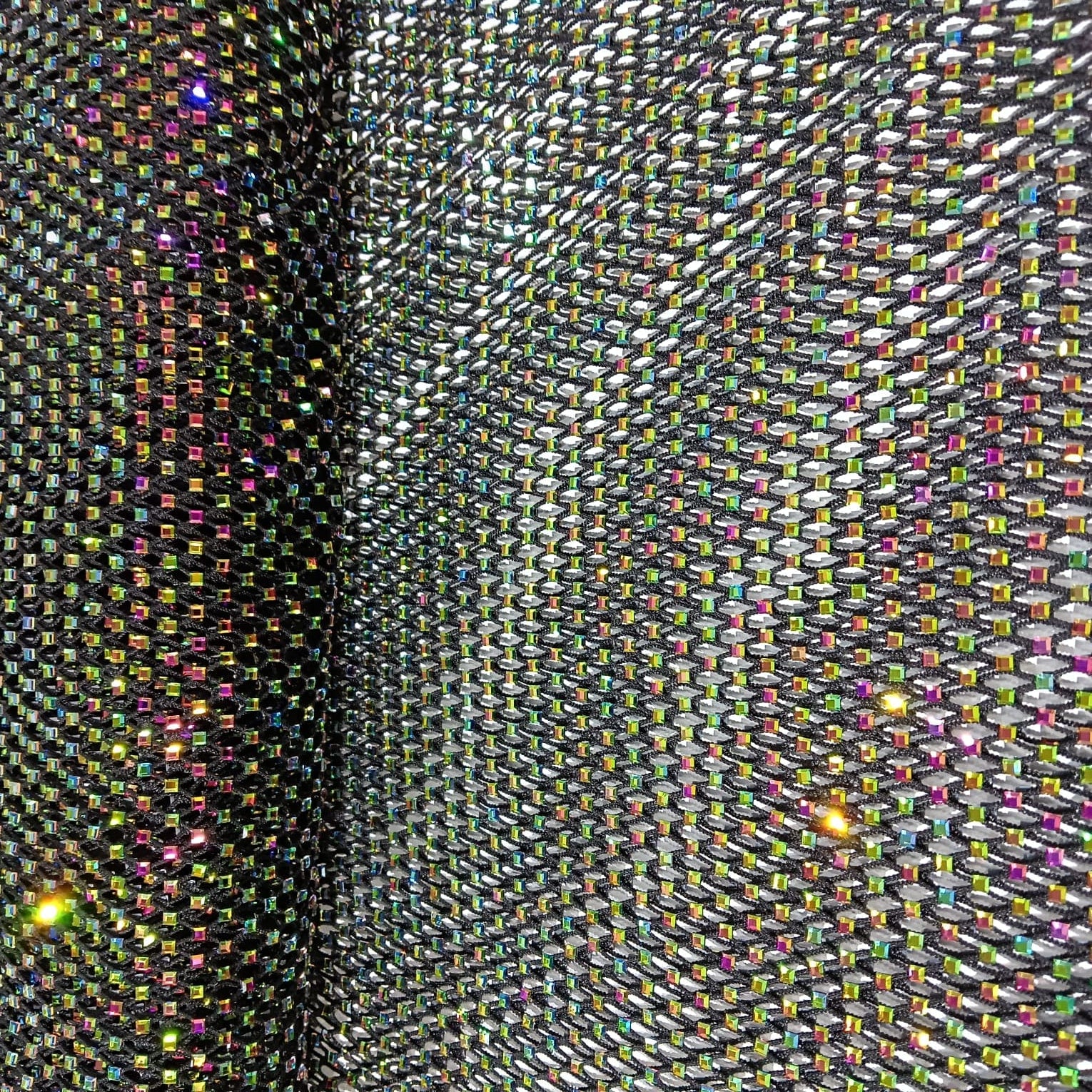 Black Imported Rhinestone Embroidery Mesh Net Fabric 12485 - Image 3