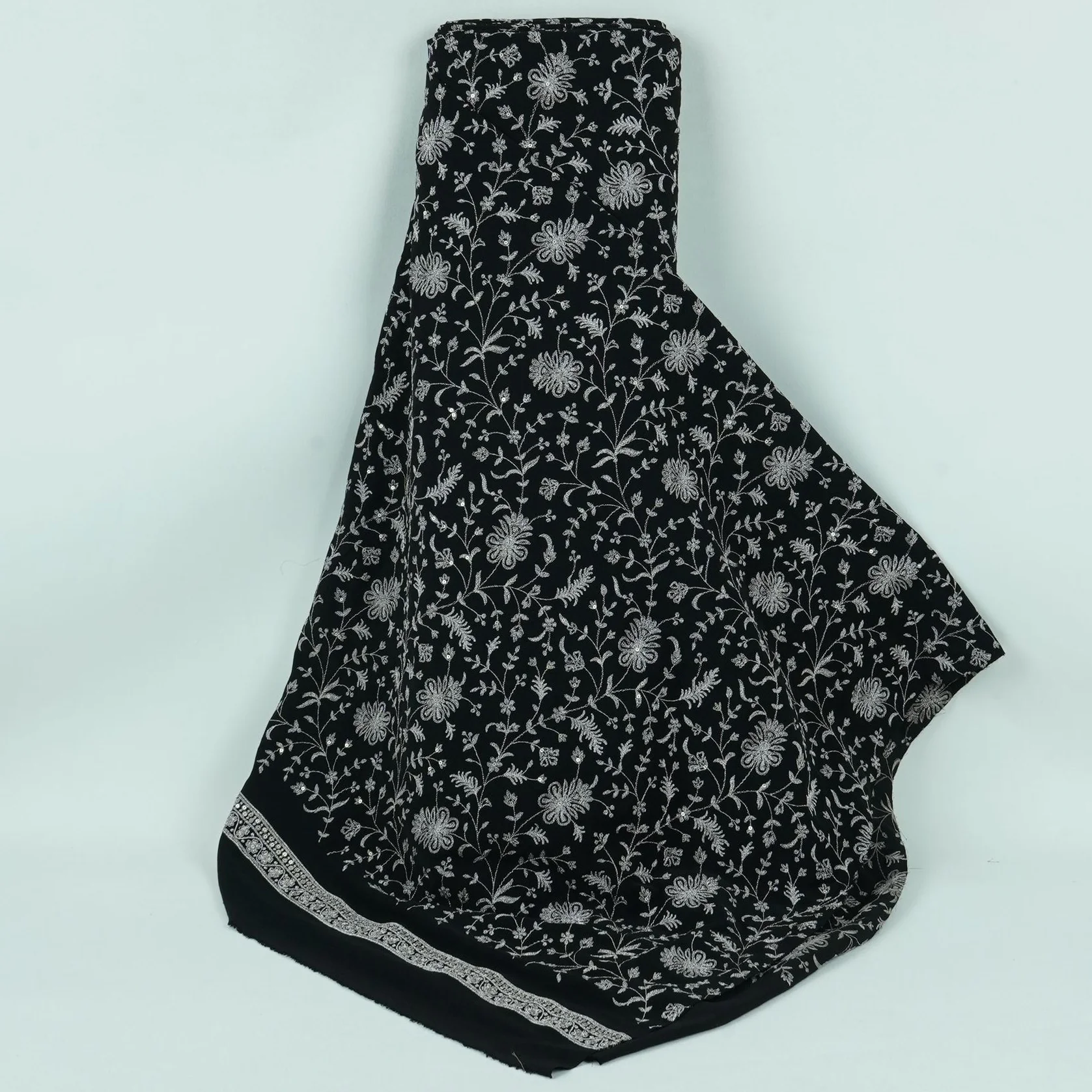 Black Jaal Embroidery Georgette Fabric DR-32397