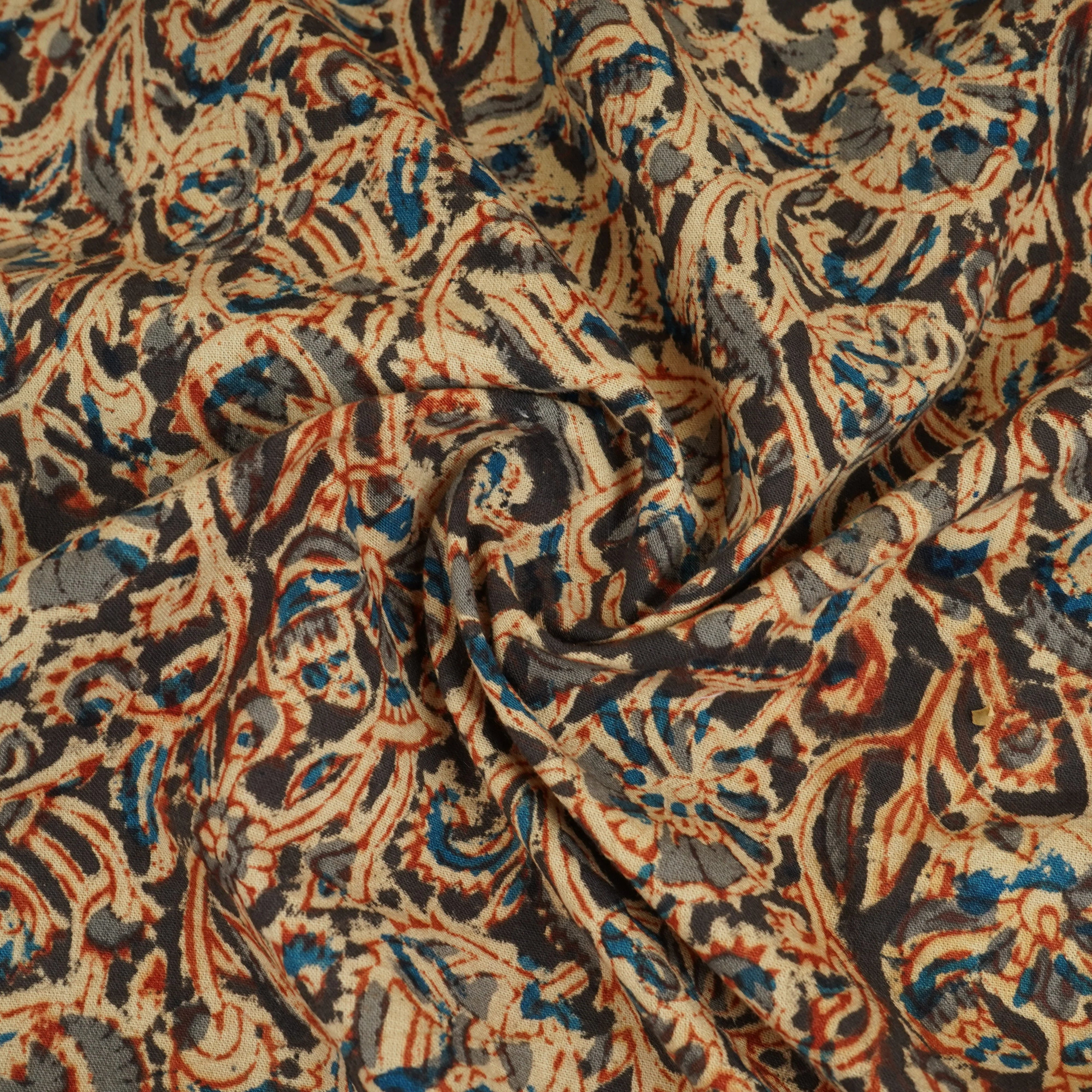 Black Kalamkari Print Cotton Fabric MFR-29848 - Image 3