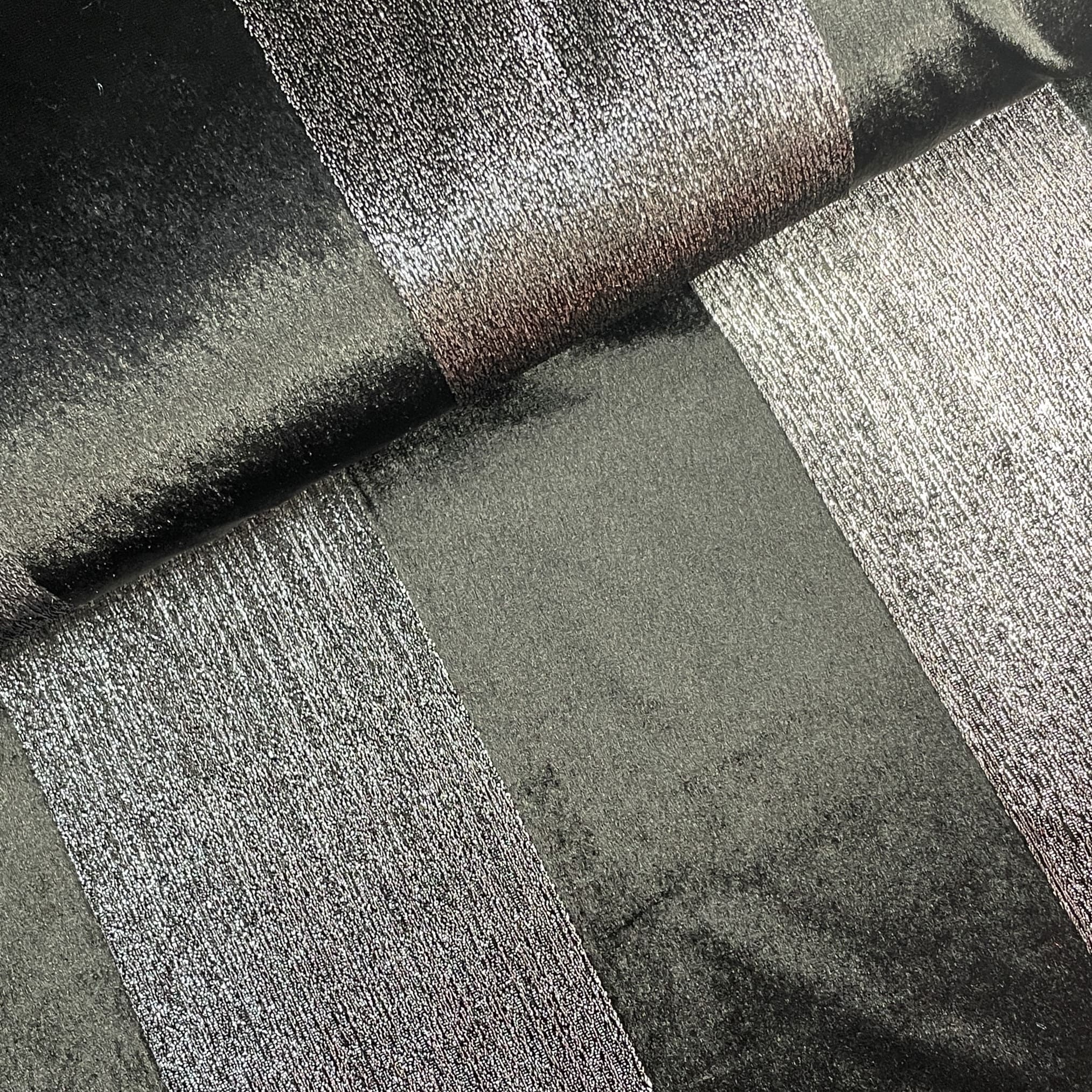 Black Metalic Stripes Velvet Fabric 18792 - Image 2