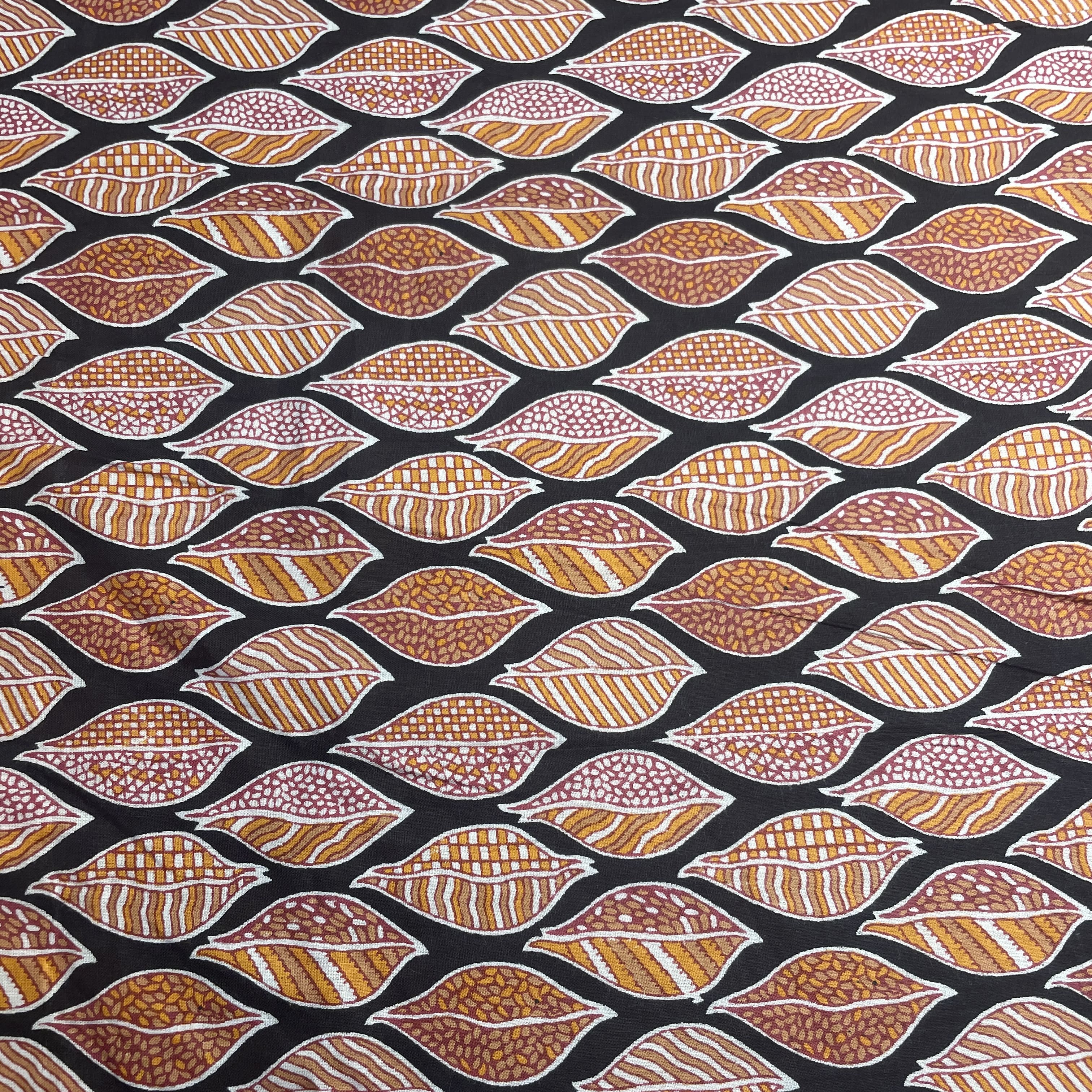 Black Multicolor Handblock Print Cotton Fabric - Image 2