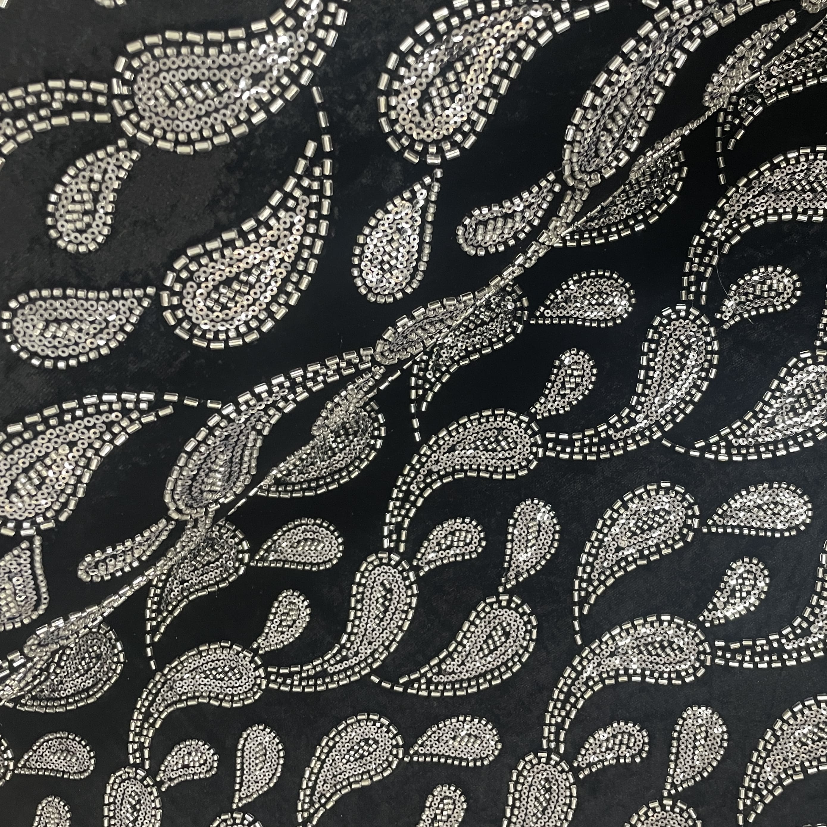 Black Paisley Velvet Fabric 19347 - Image 2