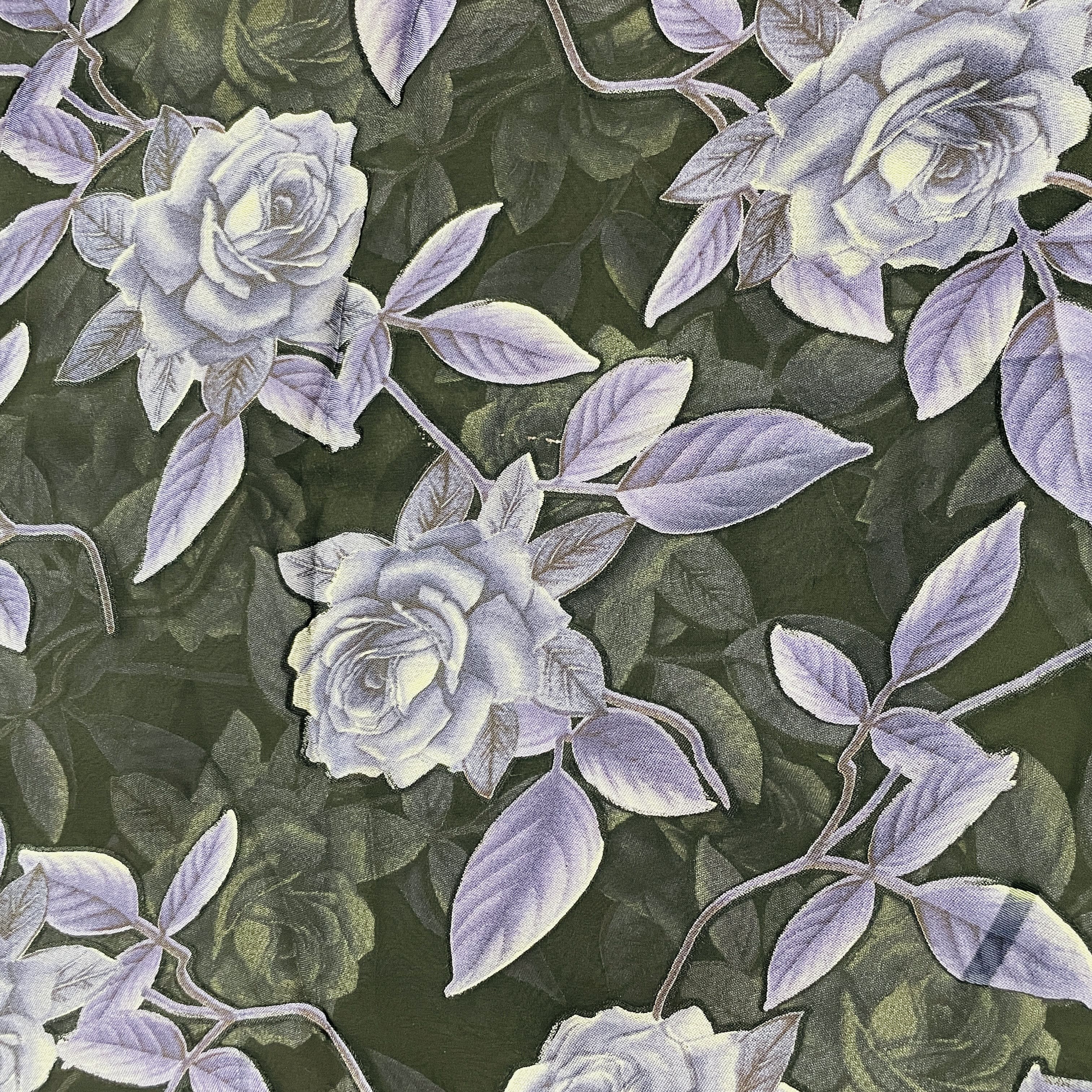 Black & Purple Floral Brasso Georgette Fabric - Image 2