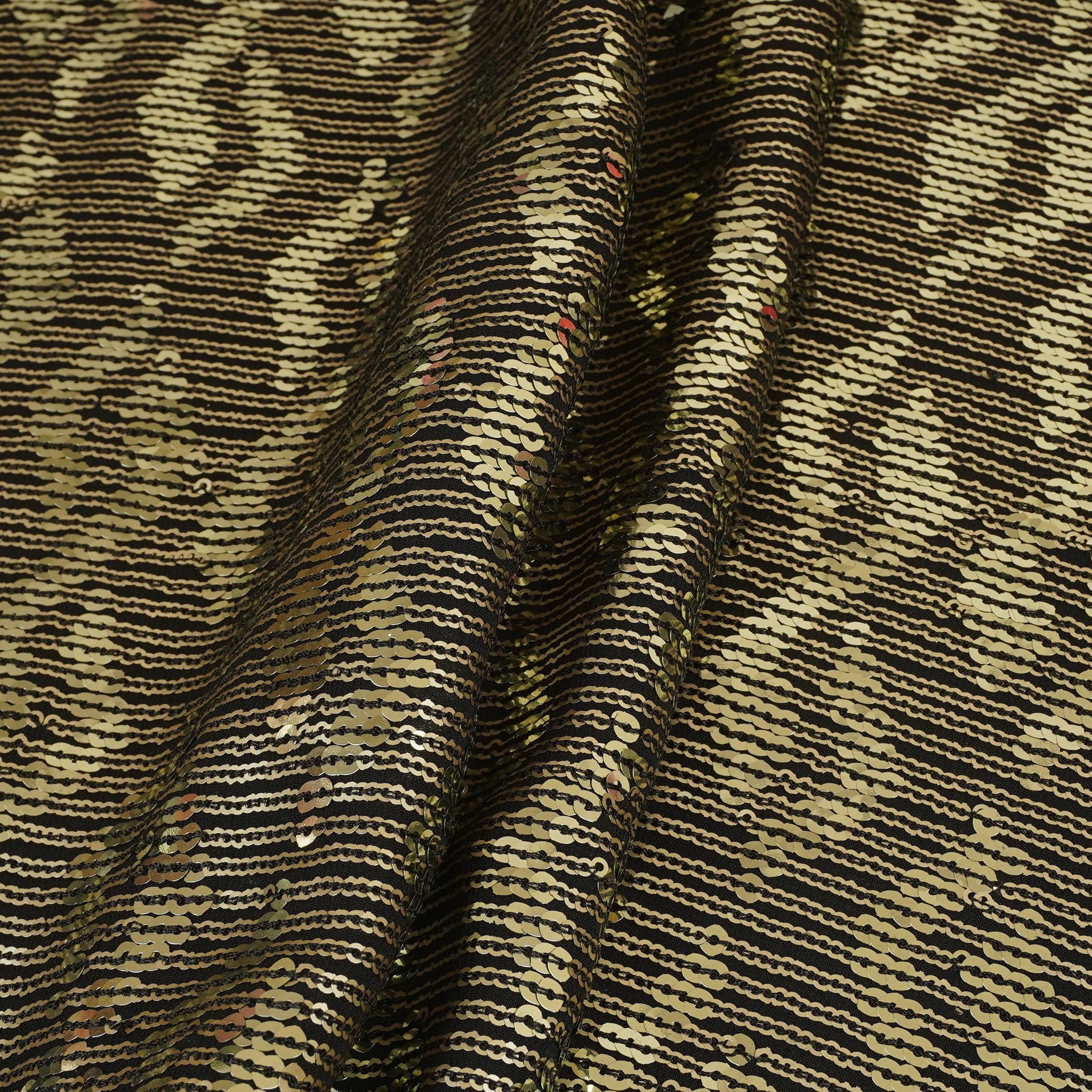 Black Sequins embroidery Georgette Fabric WI-29172 - Image 4