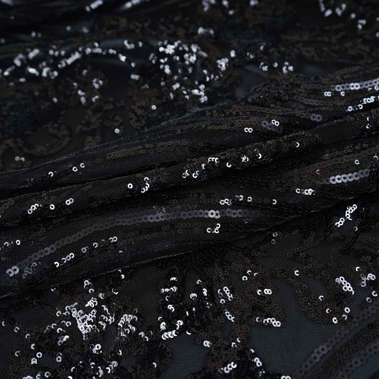 Black Sequins Embroidery Net Fabric 19982 - Image 2