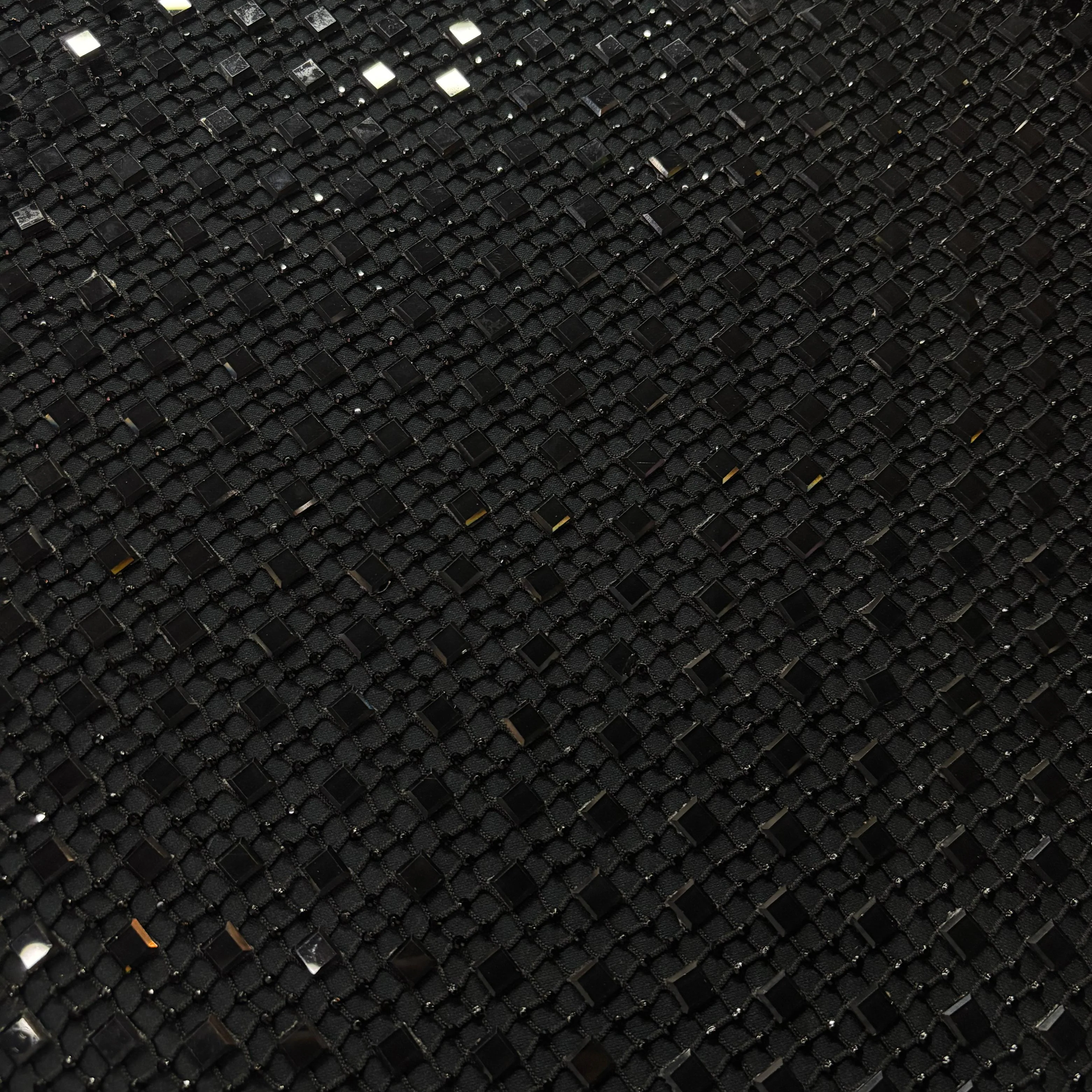Black Solid Rhinestone Net Fabric CF-13975